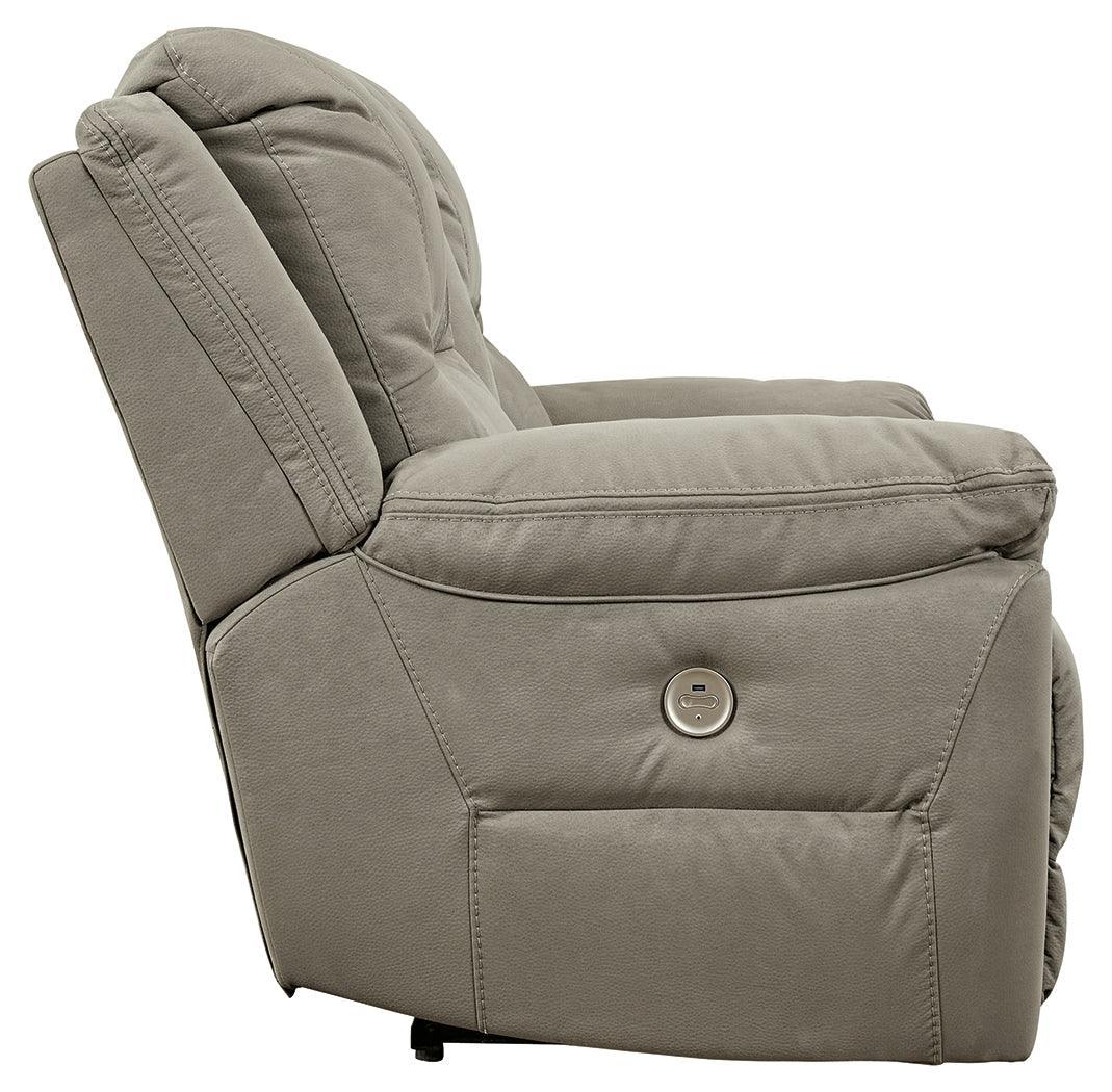 Next-gen Gaucho Putty Microfiber Power Reclining Loveseat With Console - Ella Furniture
