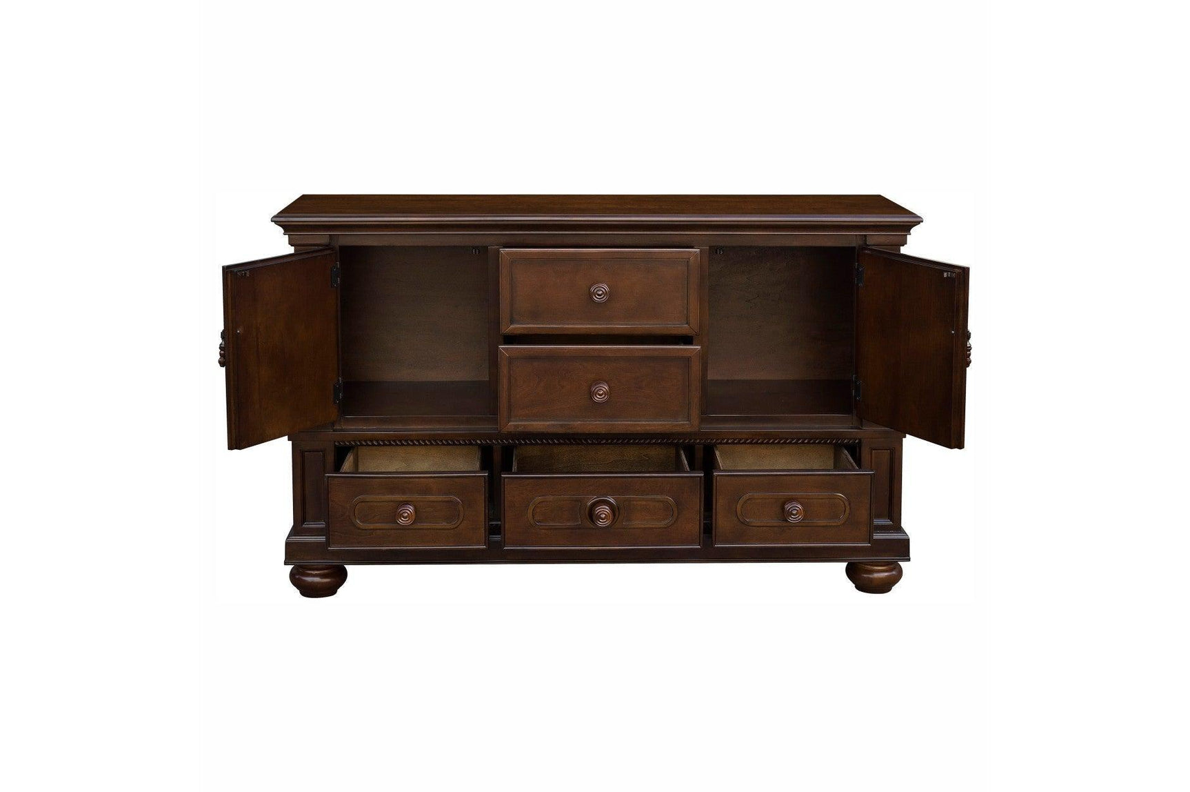 Lordsburg Brown Cherry Solid Wood Faux Leather Upholstered Seat Rectangular Dining Room Set - Ella Furniture