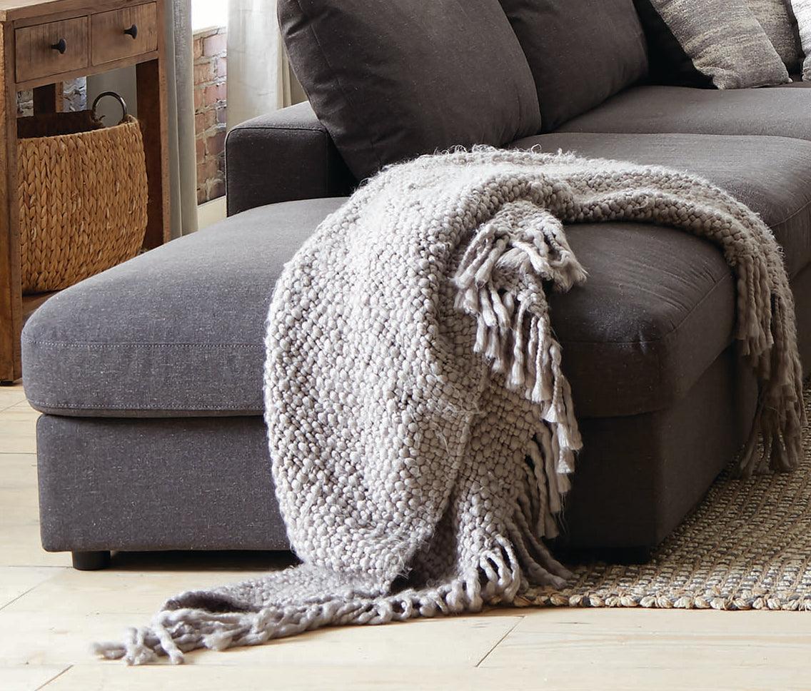 Serene Upholstered Rectangular Ottoman Charcoal - Ella Furniture