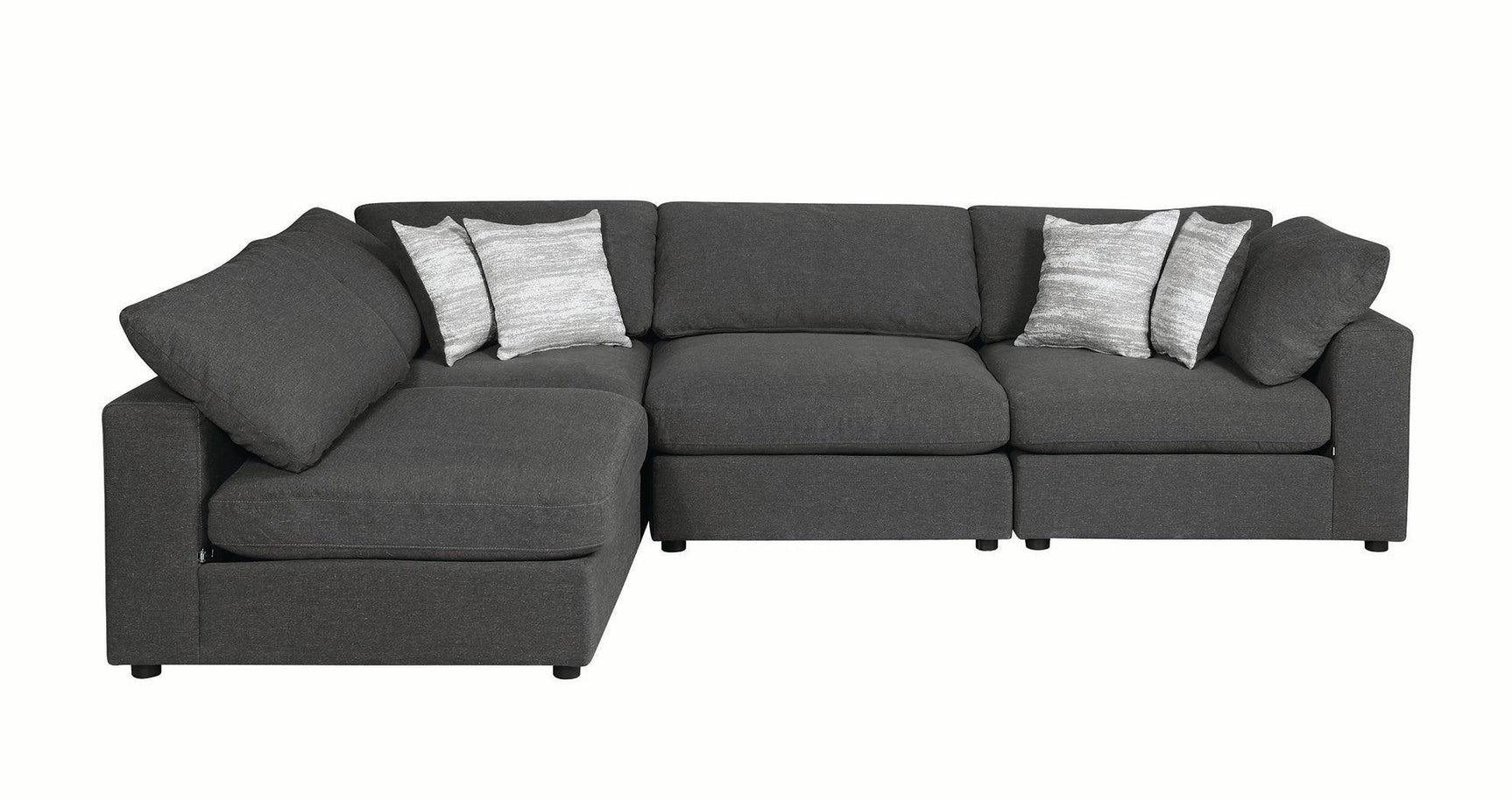 Serene Upholstered Rectangular Ottoman Charcoal - Ella Furniture