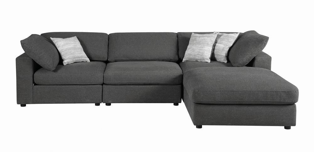 Serene Upholstered Rectangular Ottoman Charcoal - Ella Furniture