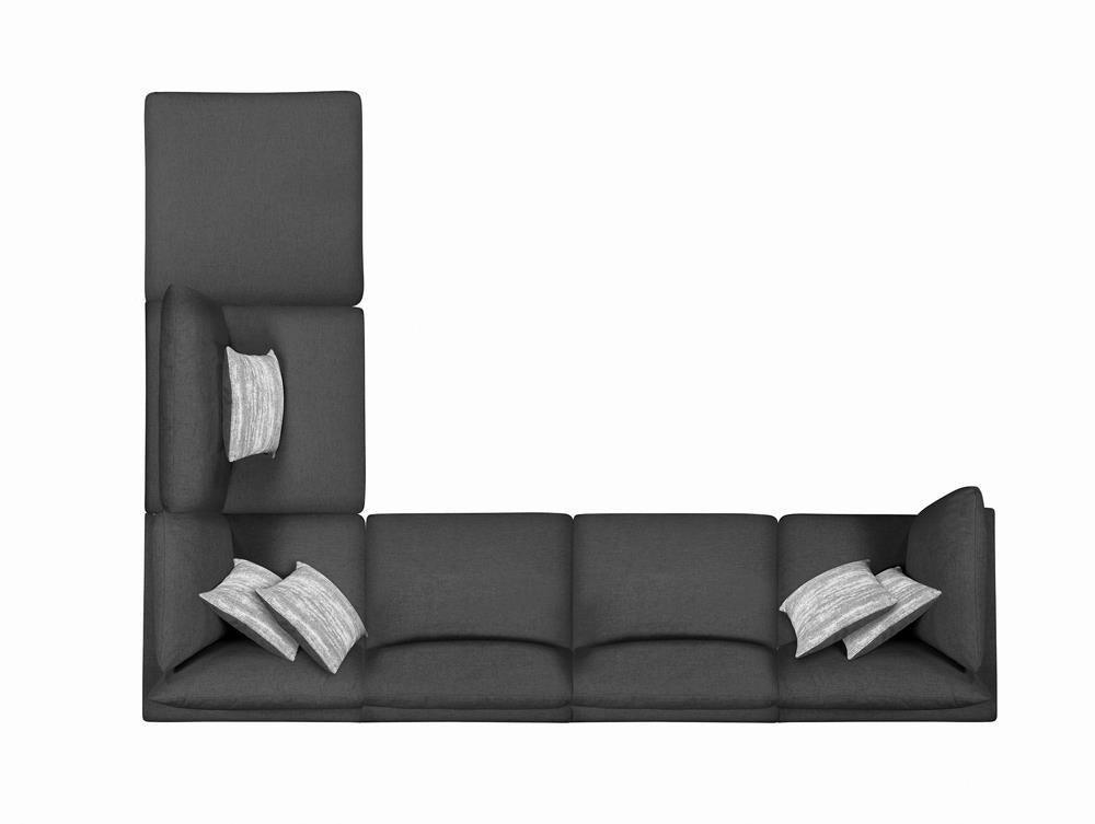 Serene Upholstered Rectangular Ottoman Charcoal - Ella Furniture