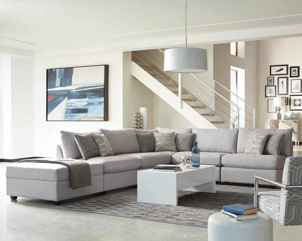 Cambria Square Storage Ottoman Grey - Ella Furniture