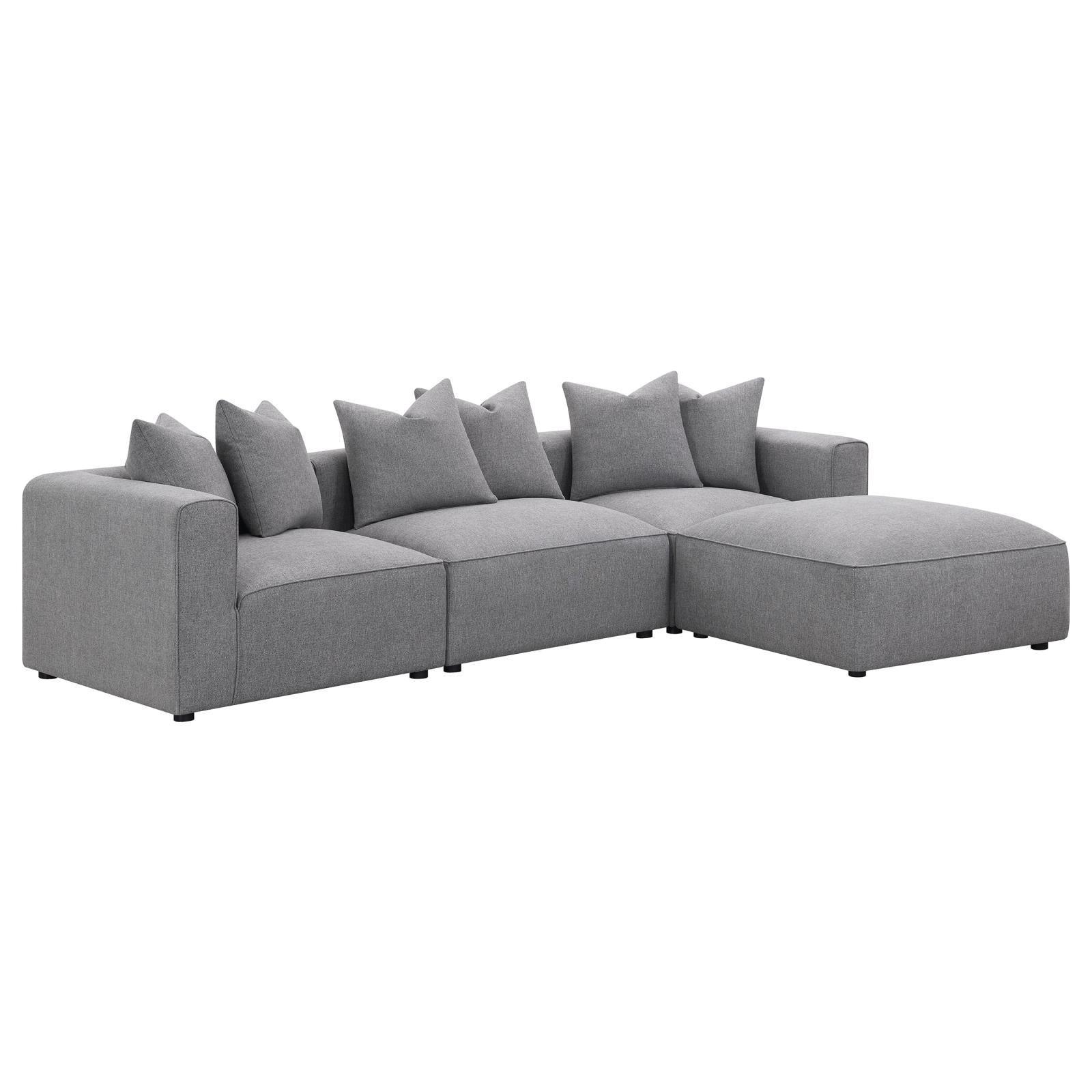 Jennifer Square Upholstered Ottoman Grey - Ella Furniture