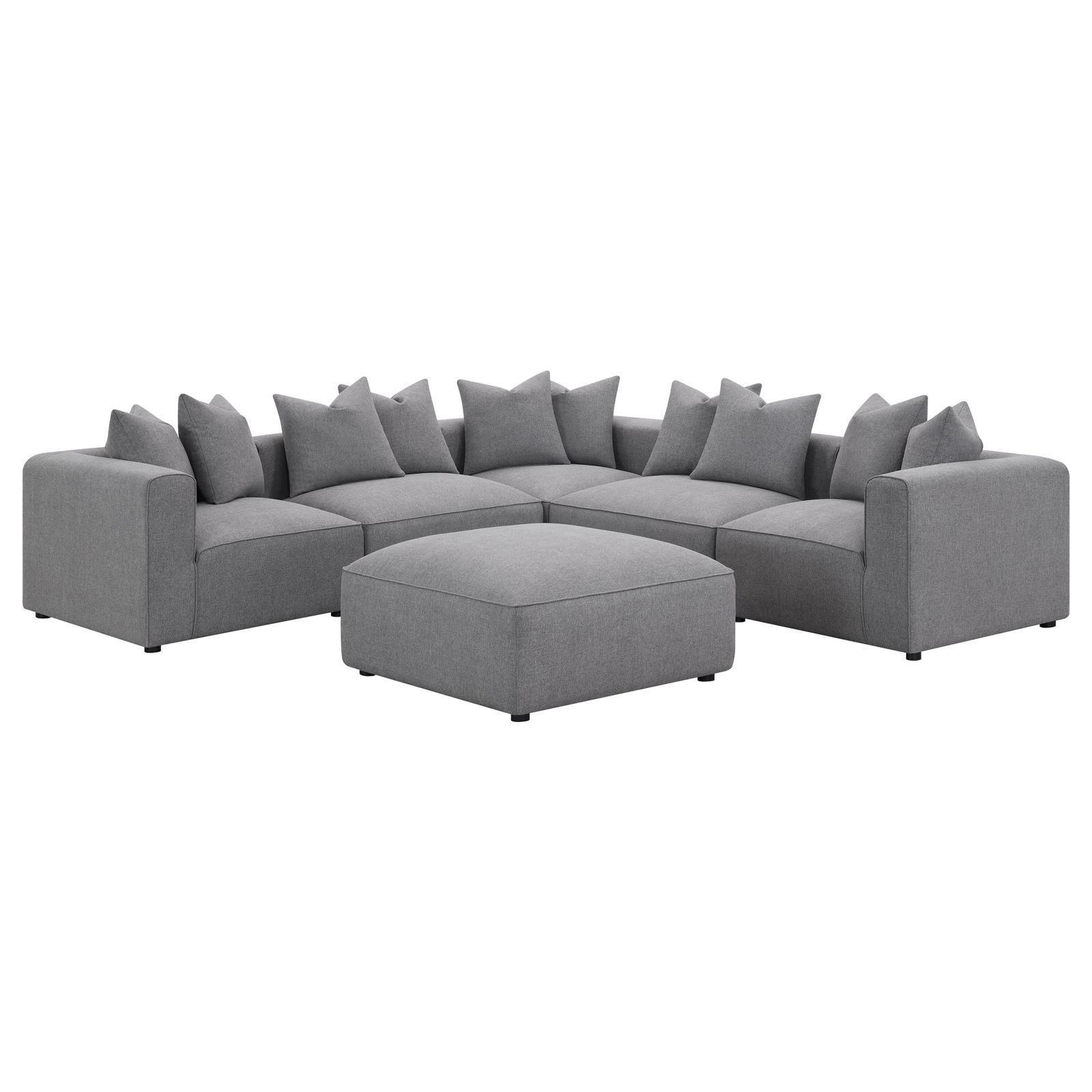 Jennifer Square Upholstered Ottoman Grey - Ella Furniture