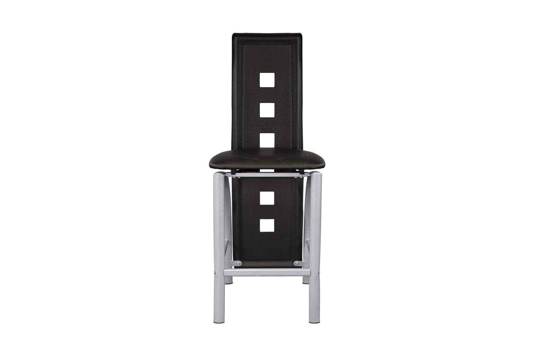 Sona Black Modern Faux Leather Upholstered Seat Glass Top Square Counter Height Dining Room Set - Ella Furniture