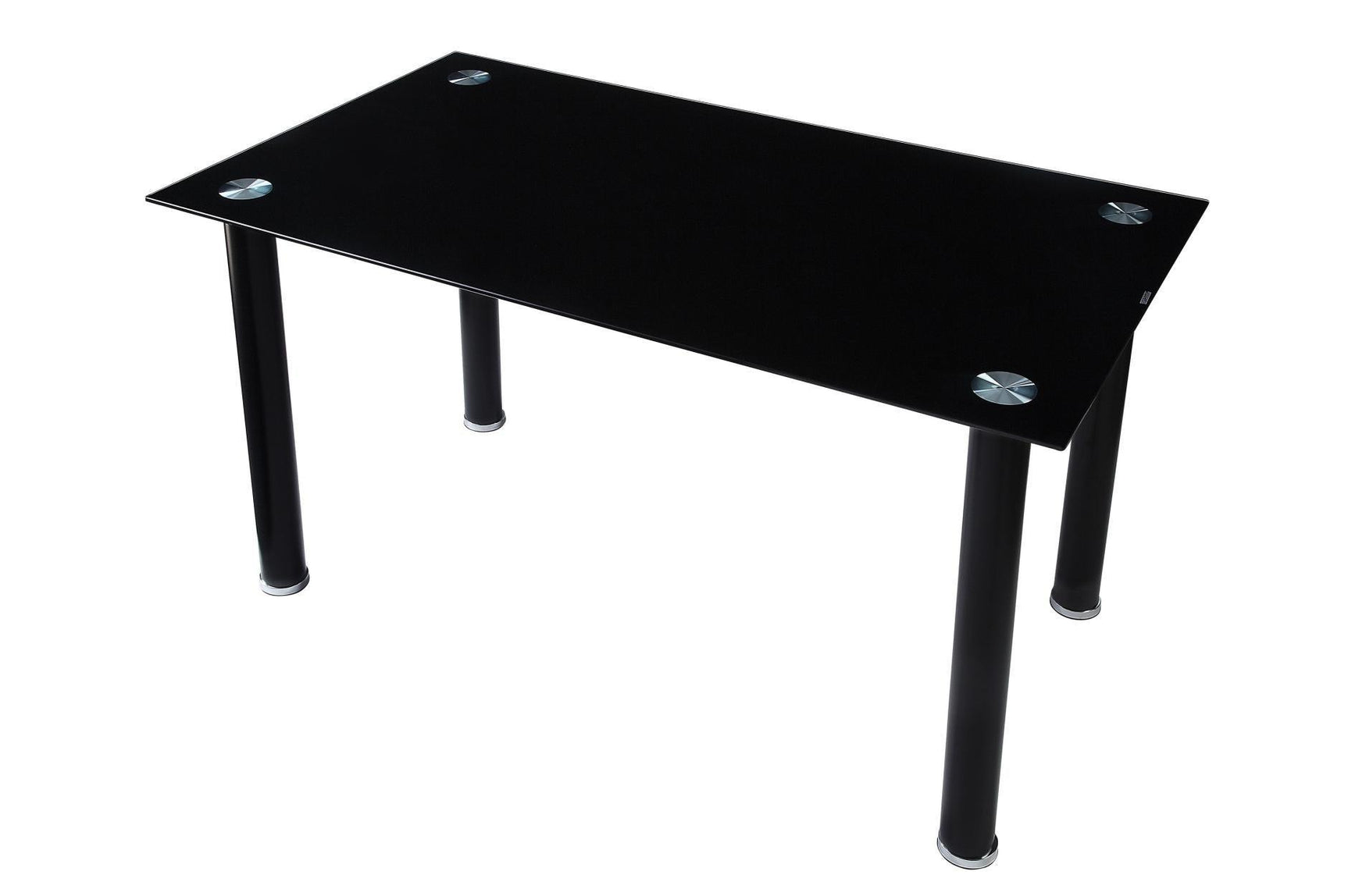 Florian Black Modern Contemporary Faux Leather Upholstered Glass Top Rectangular Dining Room Set - Ella Furniture