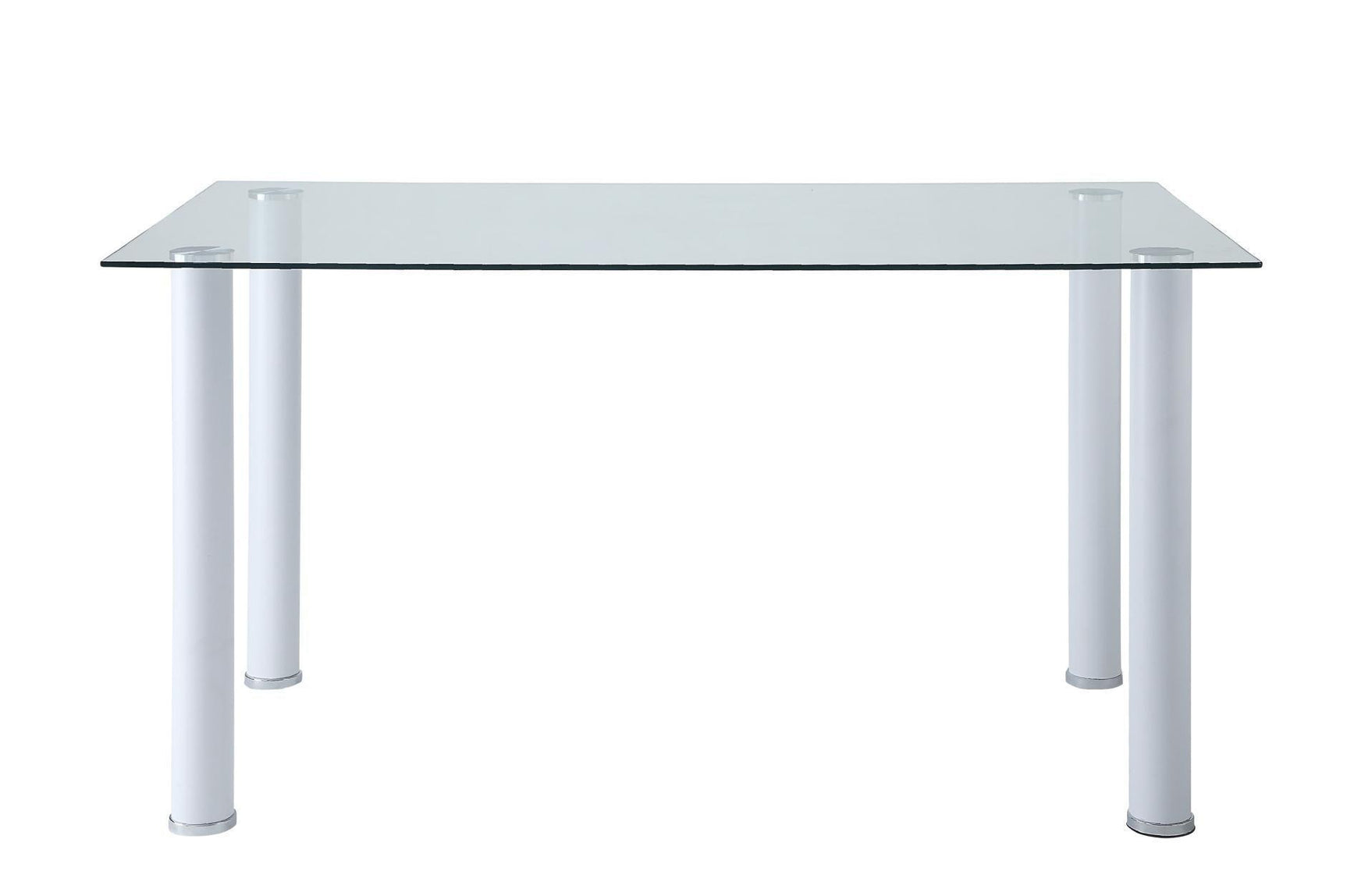 Florian White Modern Contemporary Faux Leather Upholstered Glass Top Rectangular Dining Room Set - Ella Furniture