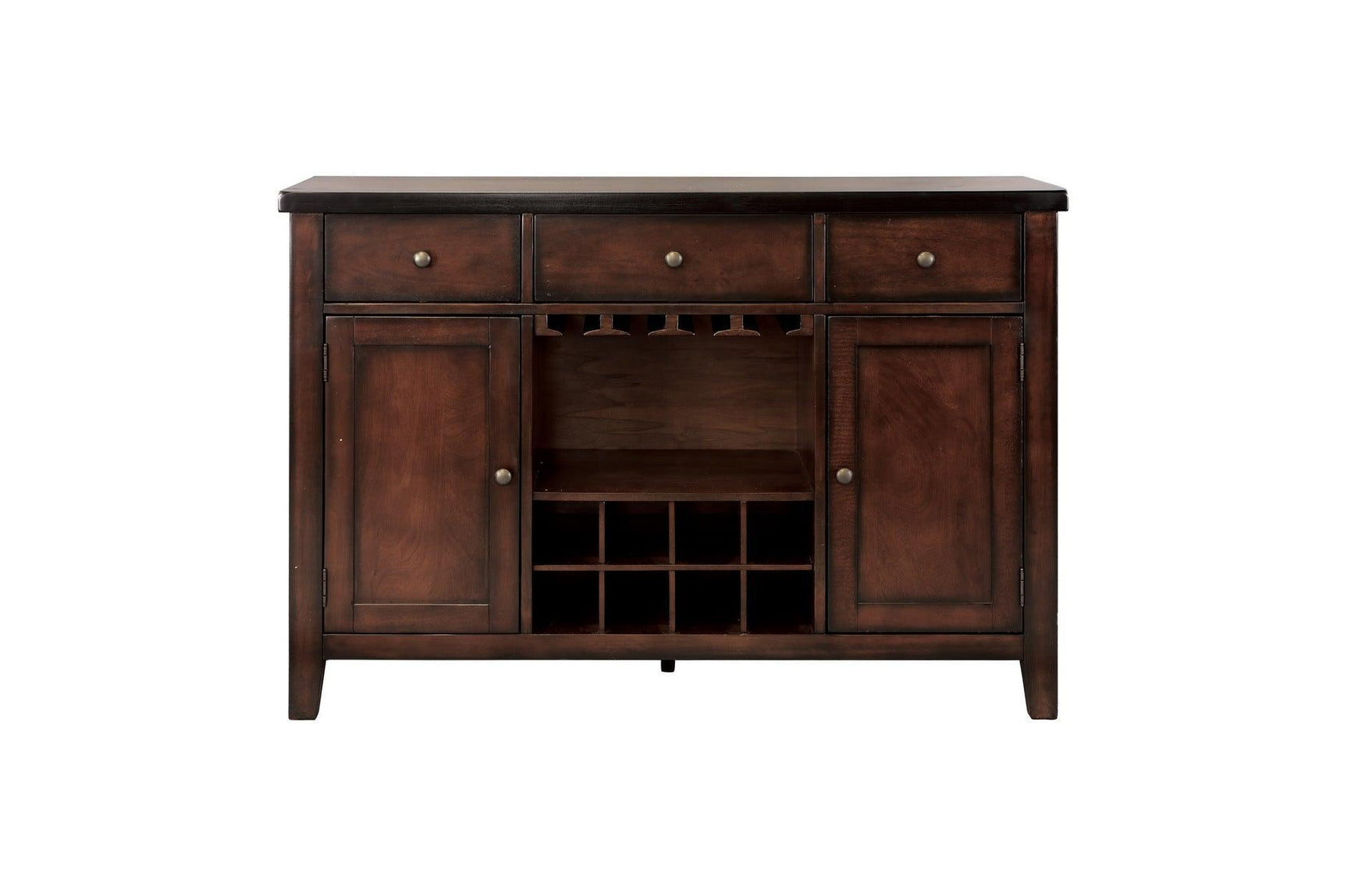 Mantello Dark-Brown Wood Faux Leather Upholstered Seat Rectangular Counter Height Dining Room Set - Ella Furniture