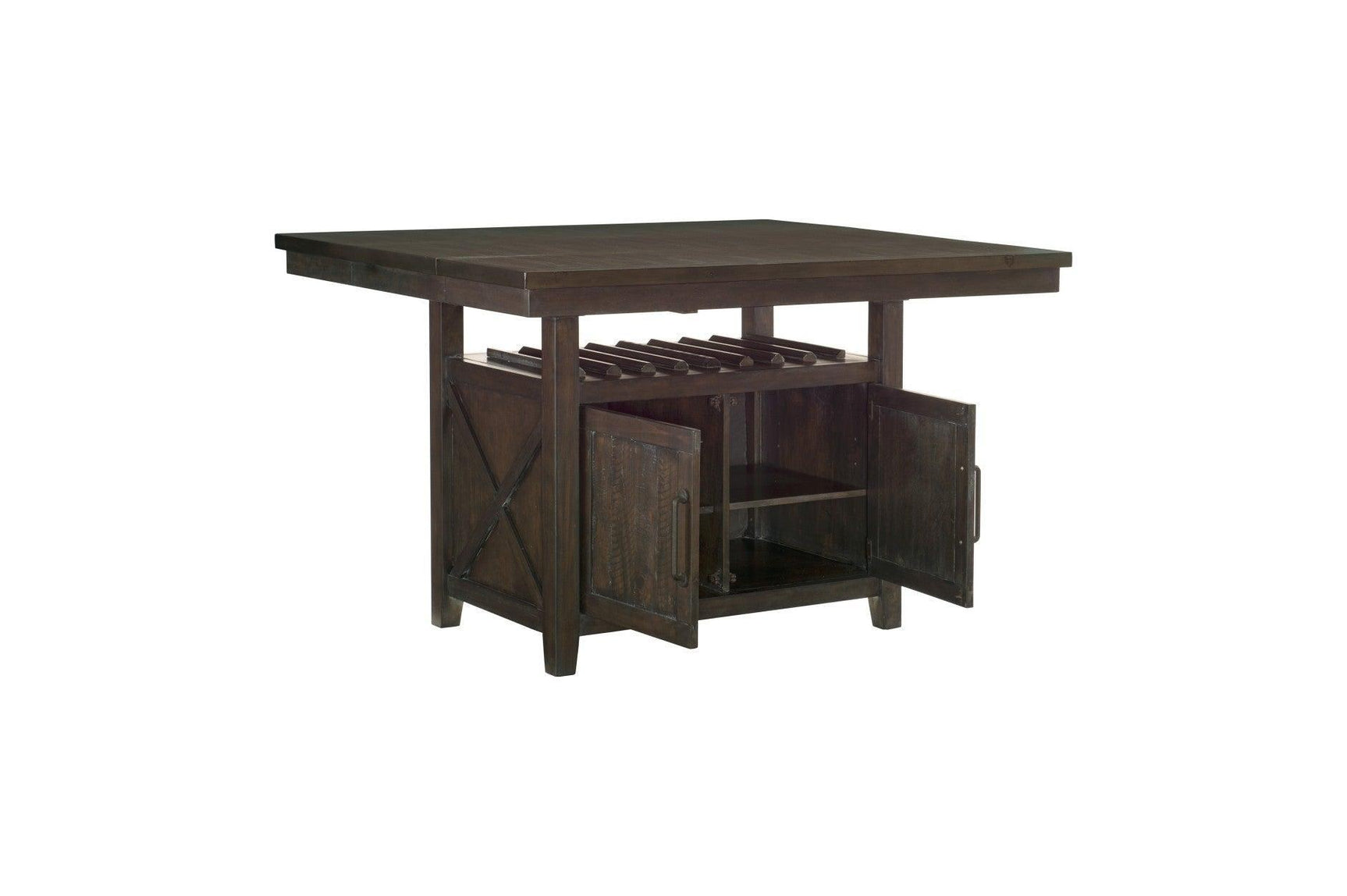 Oxton Rustic Contemporary Solid Wood Fabric Upholstered Storage Counter Height Dining Room Set - Ella Furniture