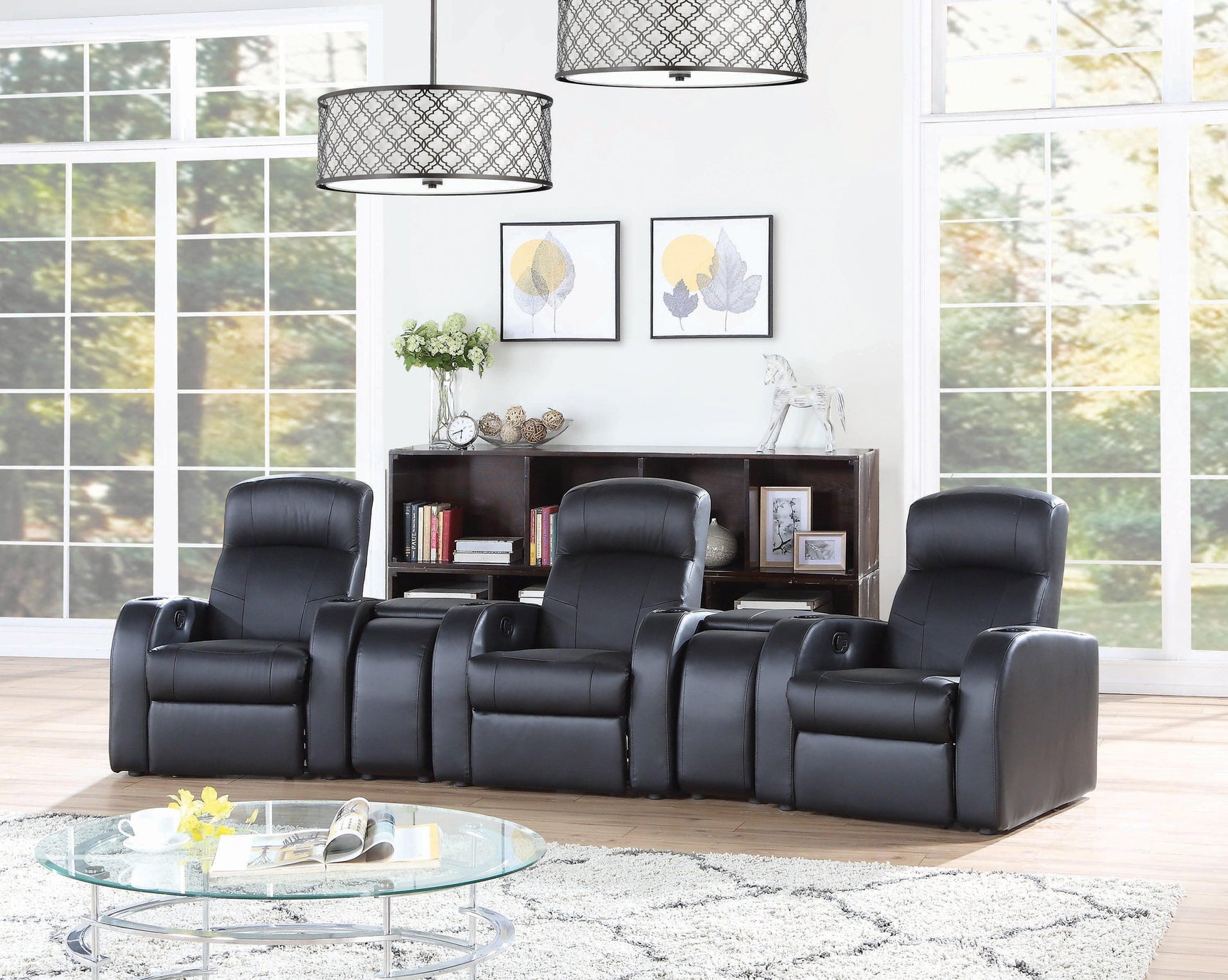 Cyrus Home Theater Upholstered Recliner Black - Ella Furniture
