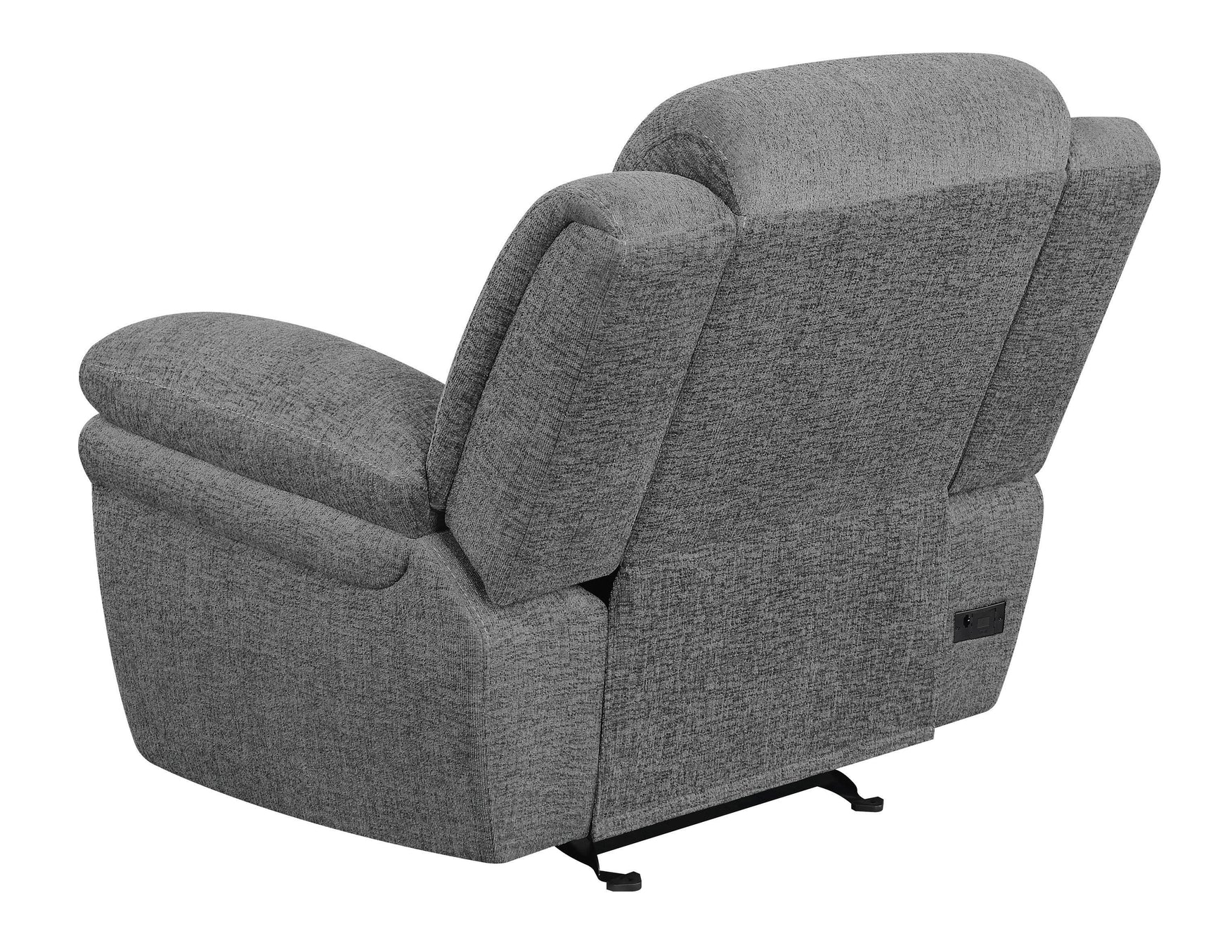 Bahrain Upholstered Glider Recliner Charcoal - Ella Furniture
