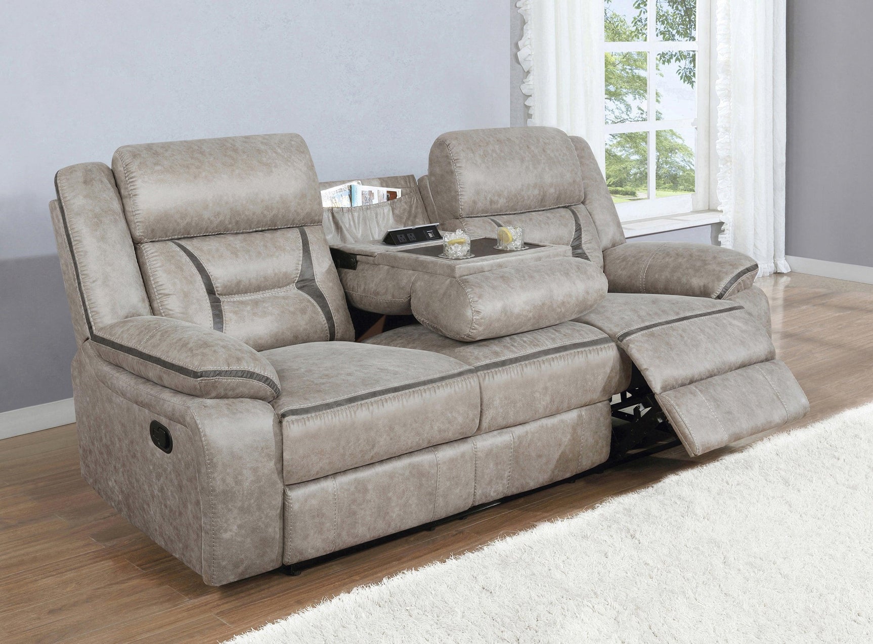 Greer Upholstered Tufted Back Motion Sofa - Ella Furniture
