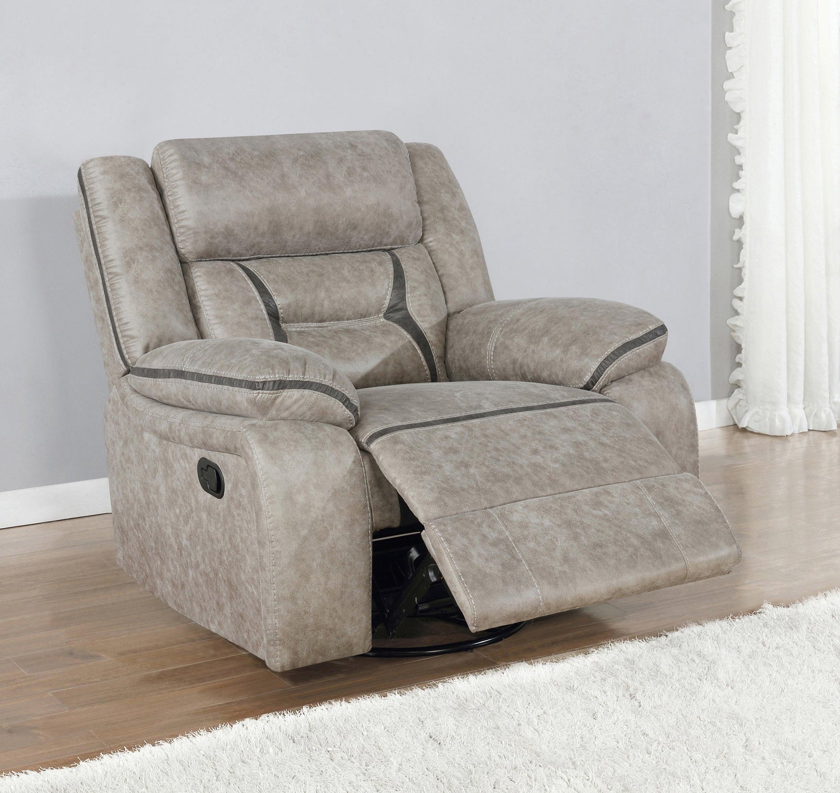 Greer Upholstered Tufted Back Glider Recliner - Ella Furniture