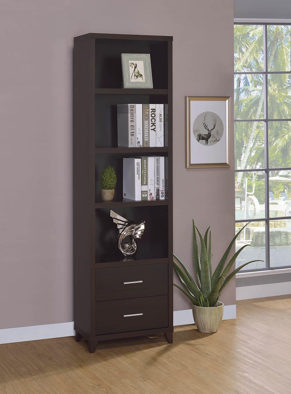 Lewes 2-Drawer Media Tower Cappuccino - Ella Furniture