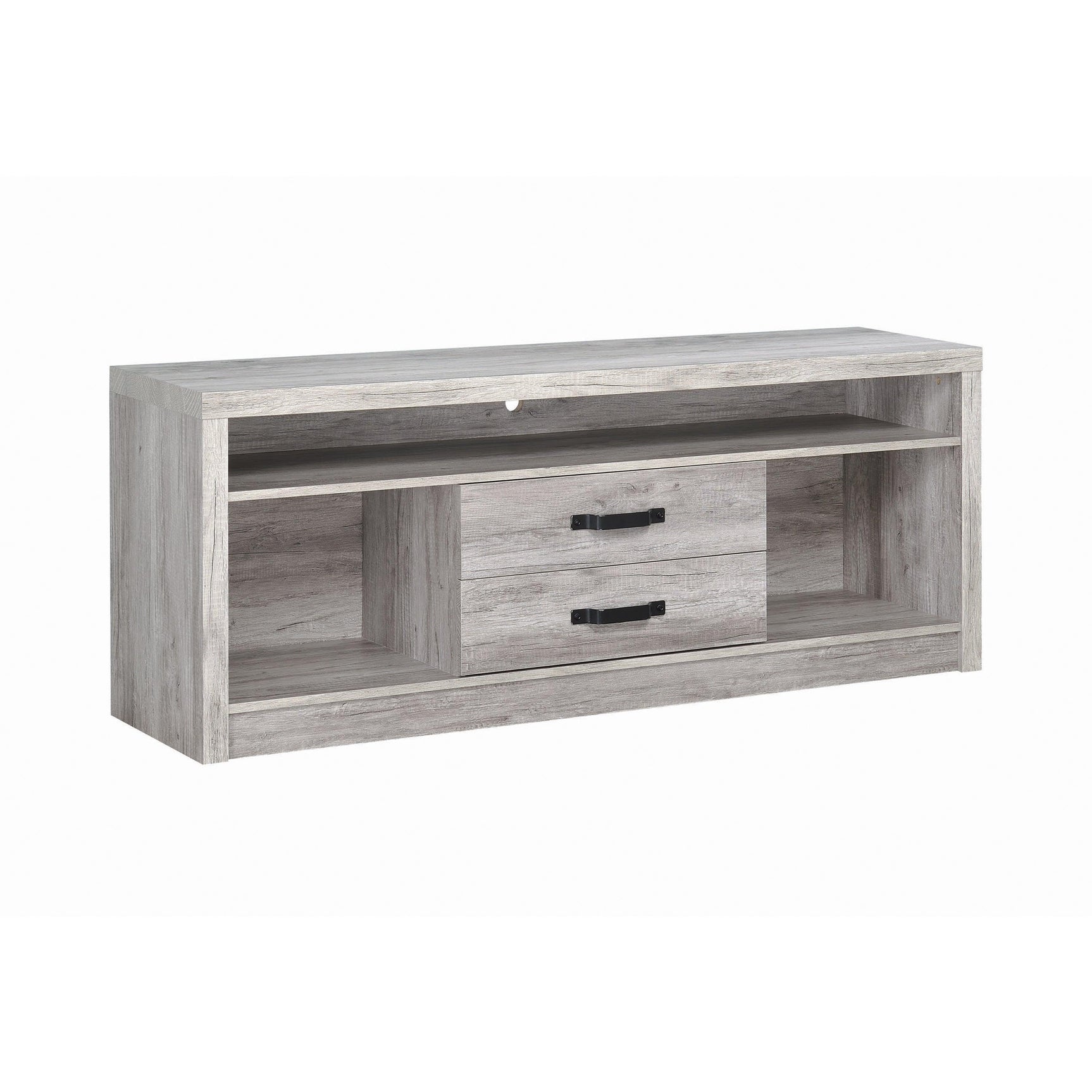 Burke 2-Drawer Tv Console Grey Driftwood - Ella Furniture