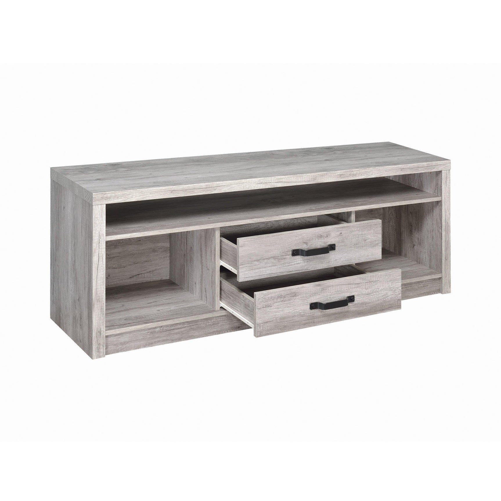 Burke 2-Drawer Tv Console Grey Driftwood - Ella Furniture