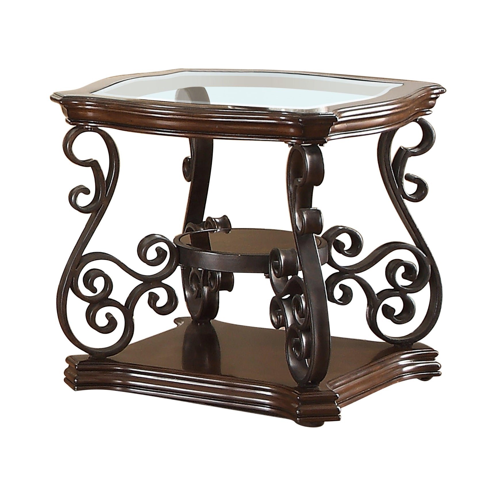 Laney End Table Deep Merlot And Clear - Ella Furniture