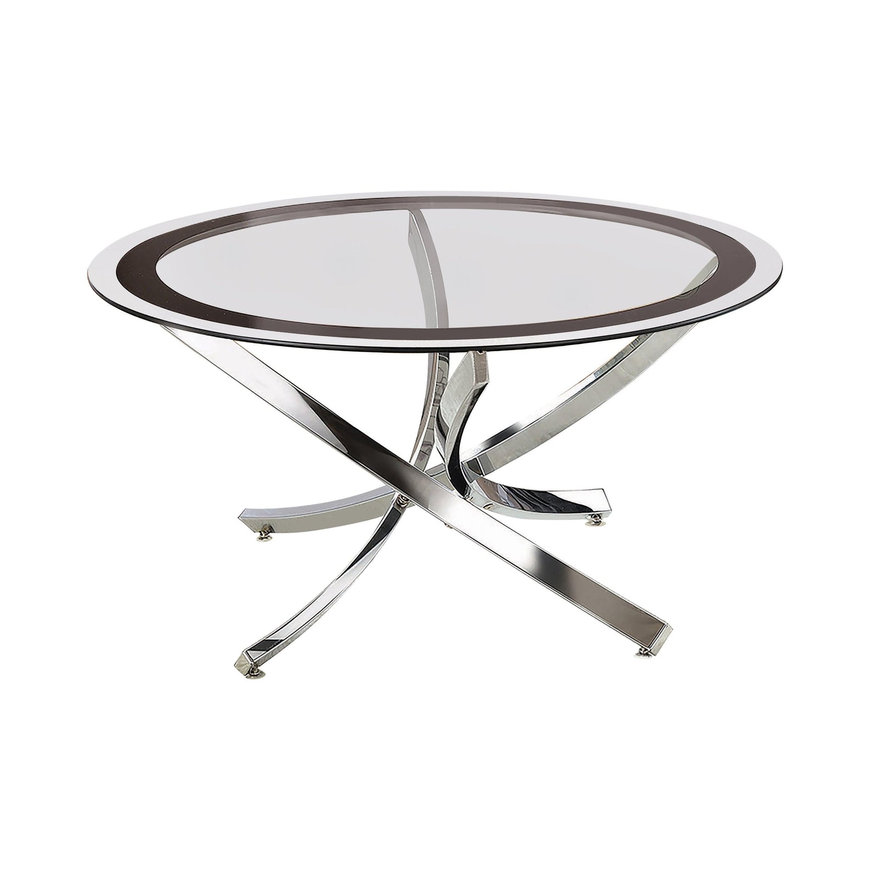 Brooke Glass Top Coffee Table Chrome And Black - Ella Furniture
