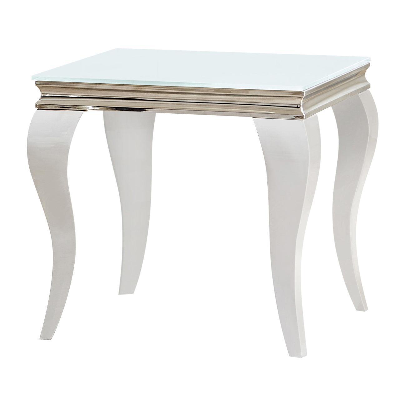 Luna Square End Table White And Chrome - Ella Furniture