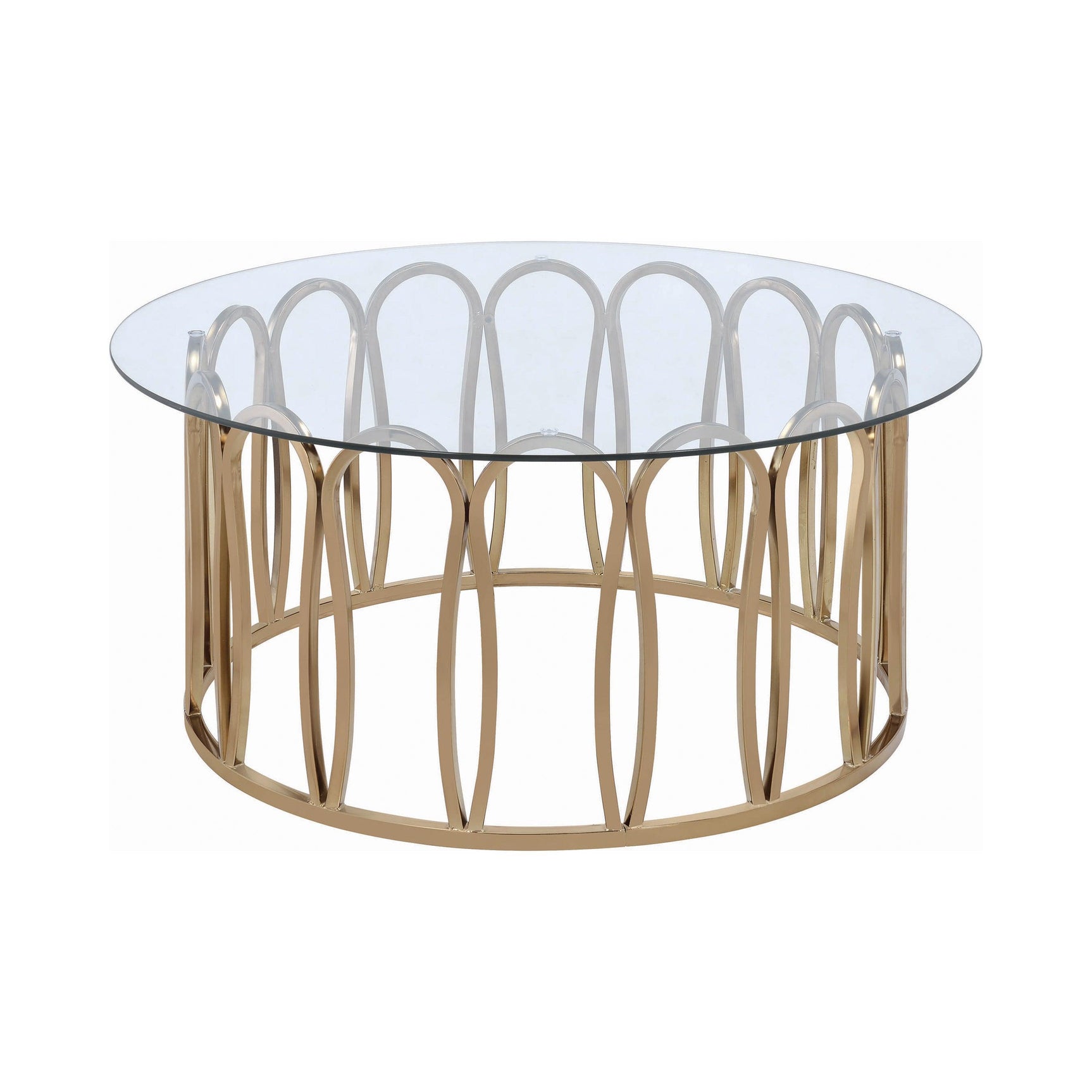 Monett Round Coffee Table Chocolate Chrome And Clear - Ella Furniture