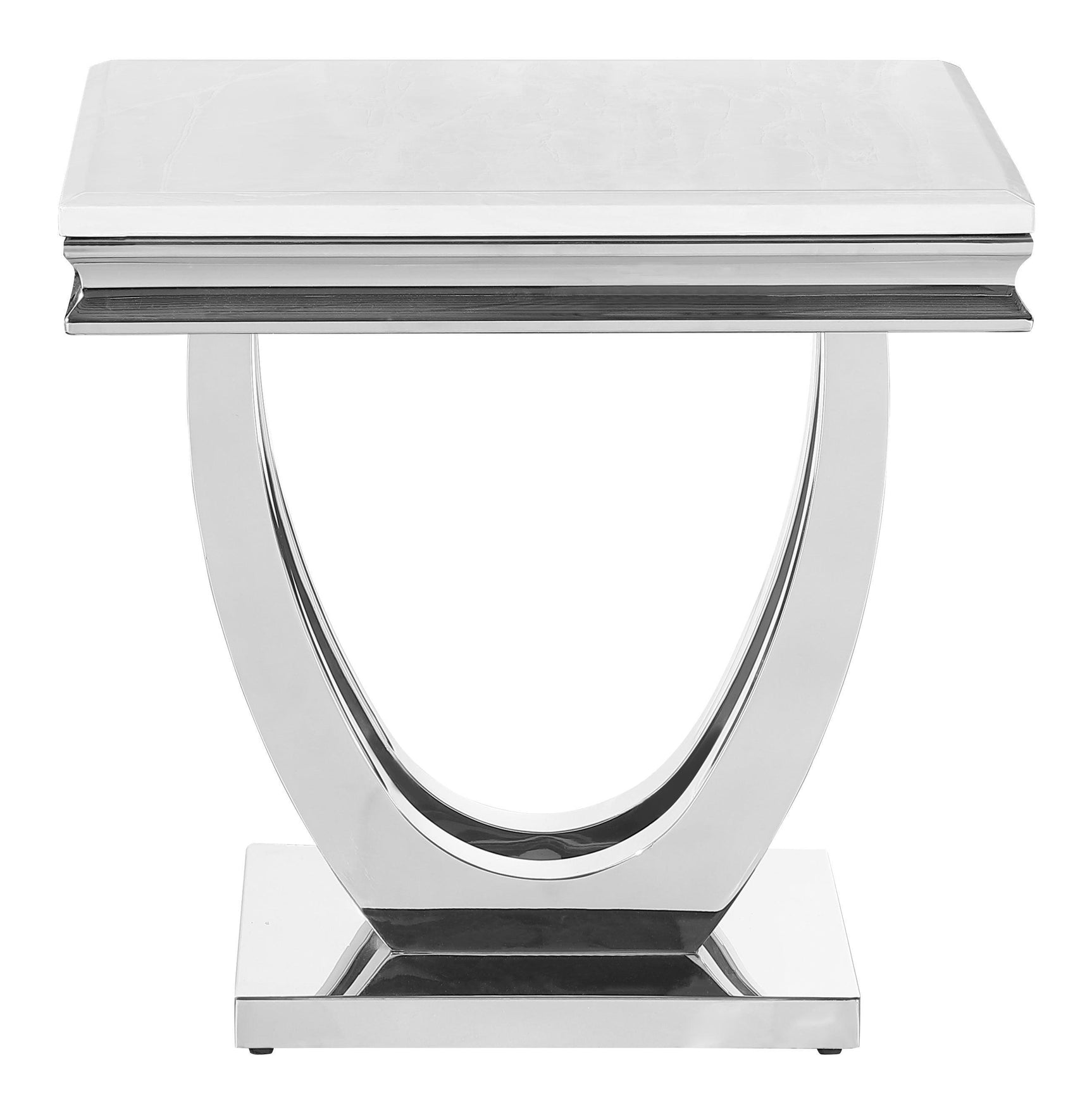 Adabella U-base Square End Table White And Chrome - Ella Furniture