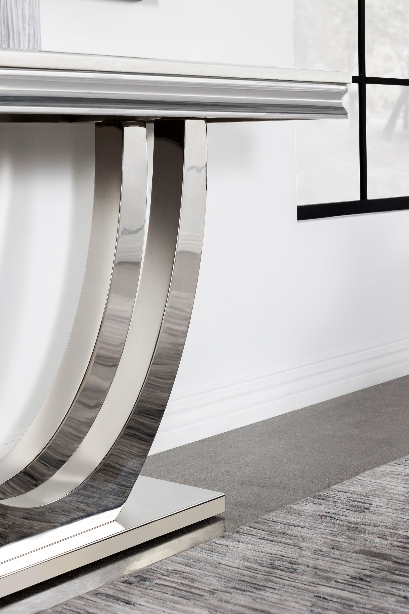 Adabella U-base Square End Table White And Chrome - Ella Furniture