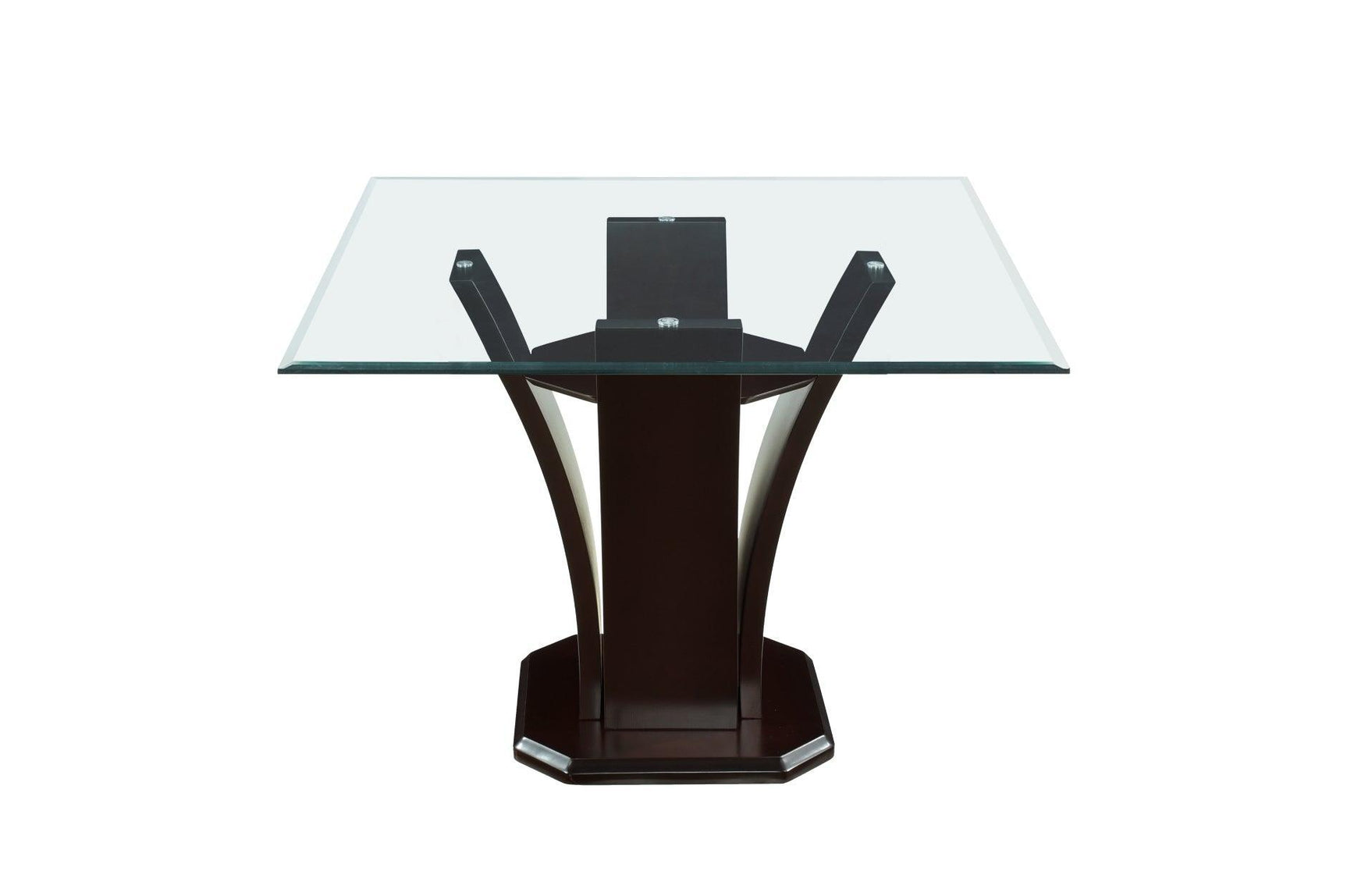 Daisy Espresso Black Solid Wood Faux Leather Seat Glass Top Square Counter Height Dining Room Set - Ella Furniture