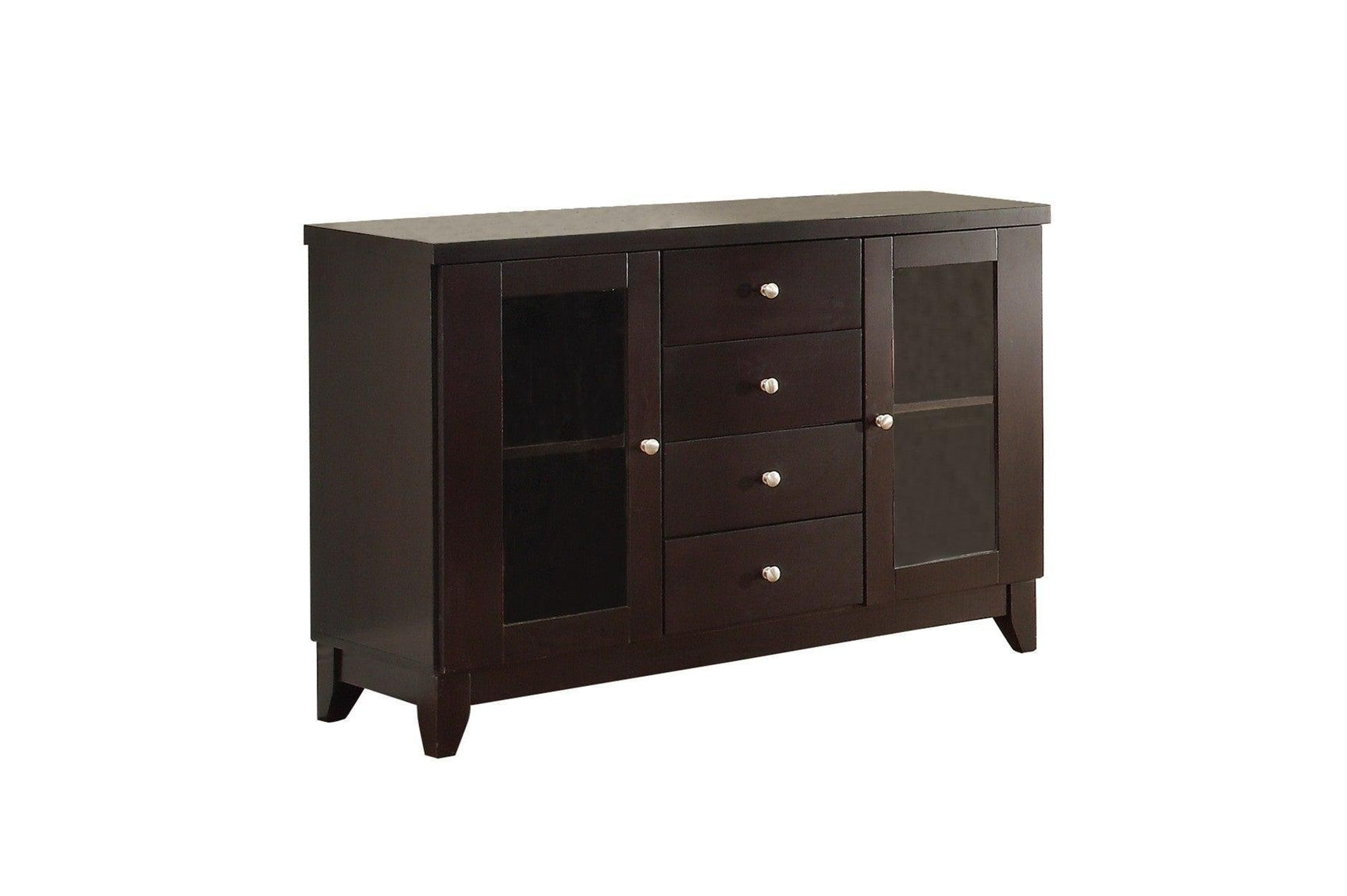 Daisy Espresso Black Solid Wood Faux Leather Seat Glass Top Counter Height Dining Room Set - Ella Furniture