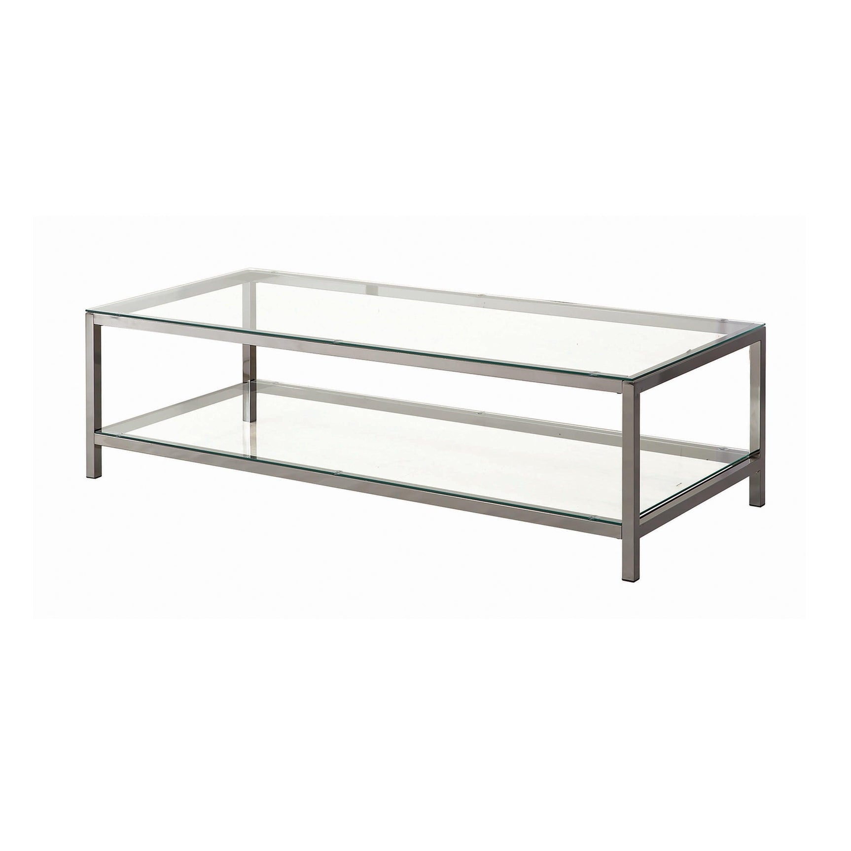 Trini End Table With Glass Shelf Black Nickel - Ella Furniture