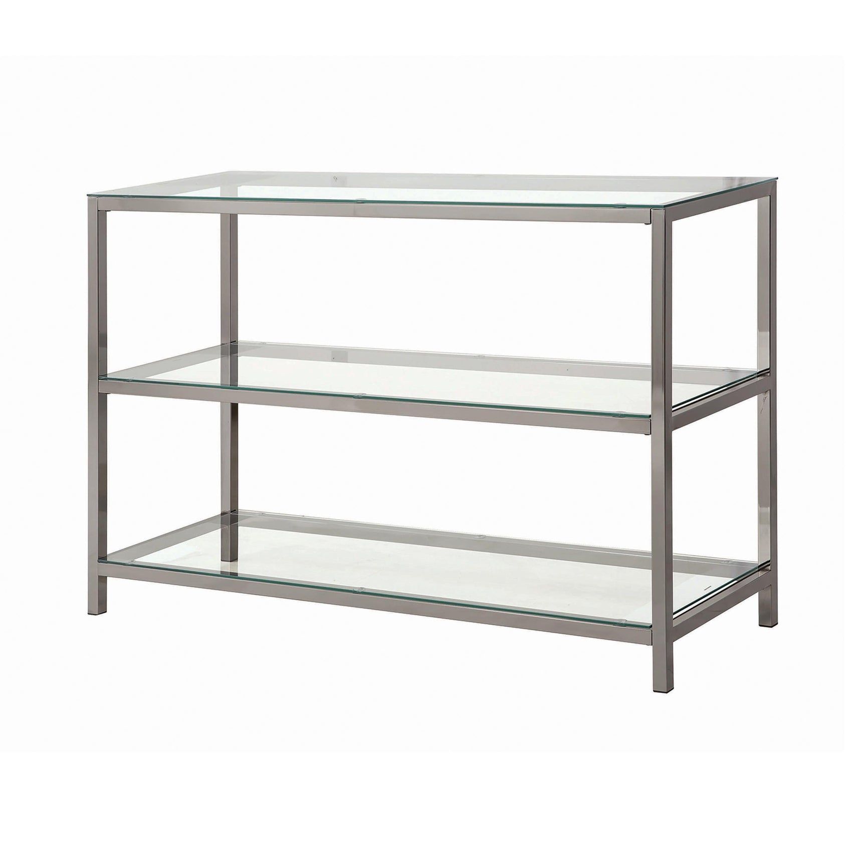 Trini End Table With Glass Shelf Black Nickel - Ella Furniture