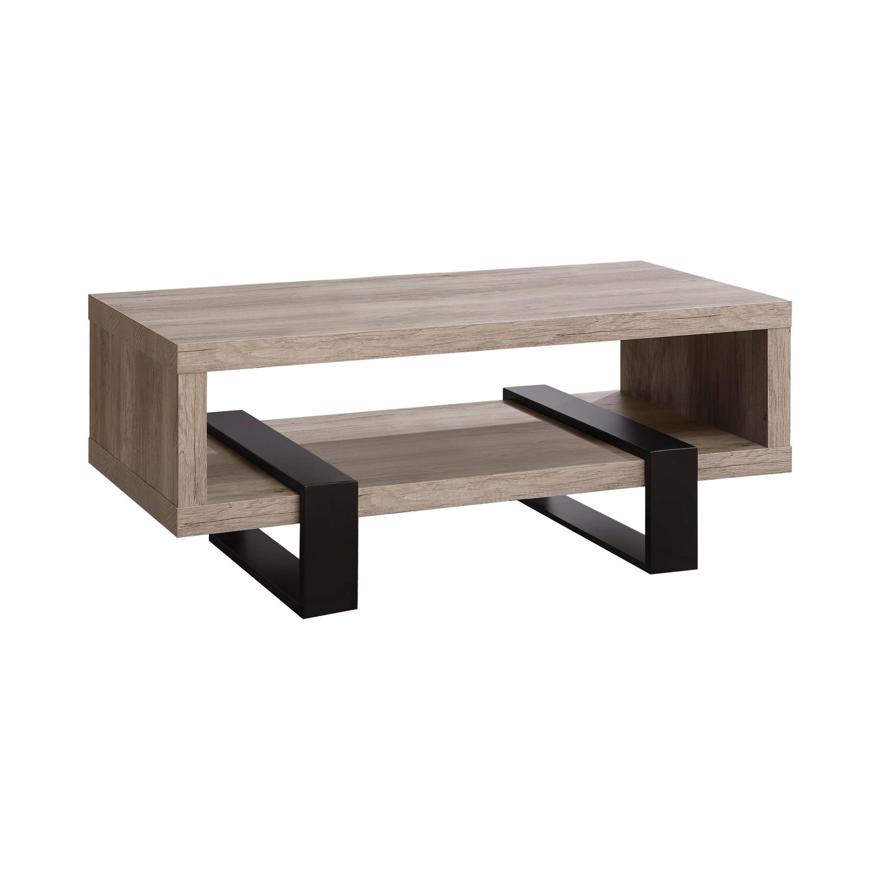 Dinard Coffee Table With Shelf Grey Driftwood - Ella Furniture