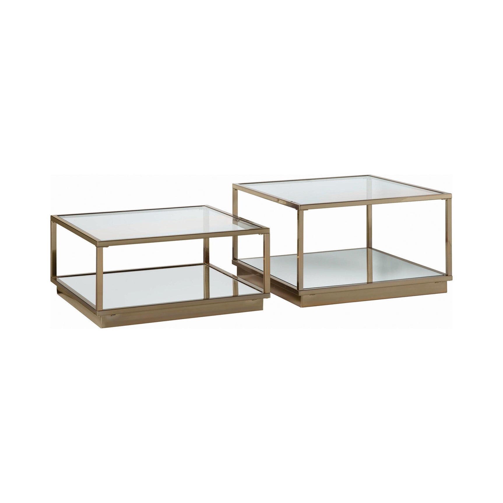 Renee 2-Piece Square Occasional Set Rose Brass - Ella Furniture