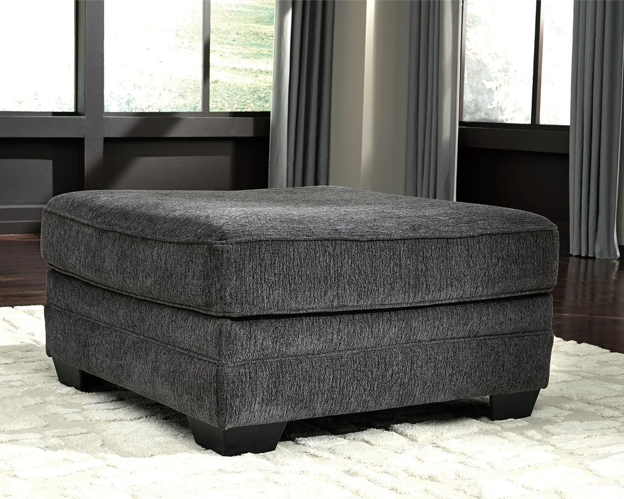 Tracling Oversized Ottoman in slate gray chenille, front angle