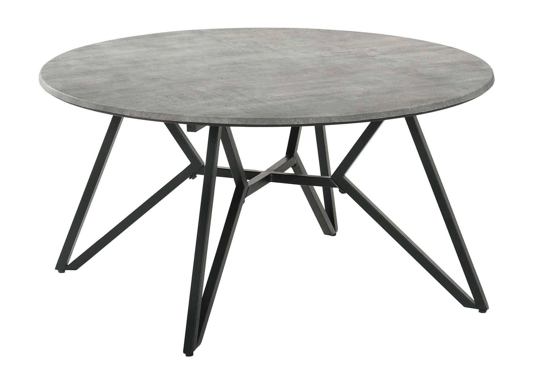 Hadi Round Coffee Table With Hairpin Legs Cement And Gunmetal - Ella Furniture