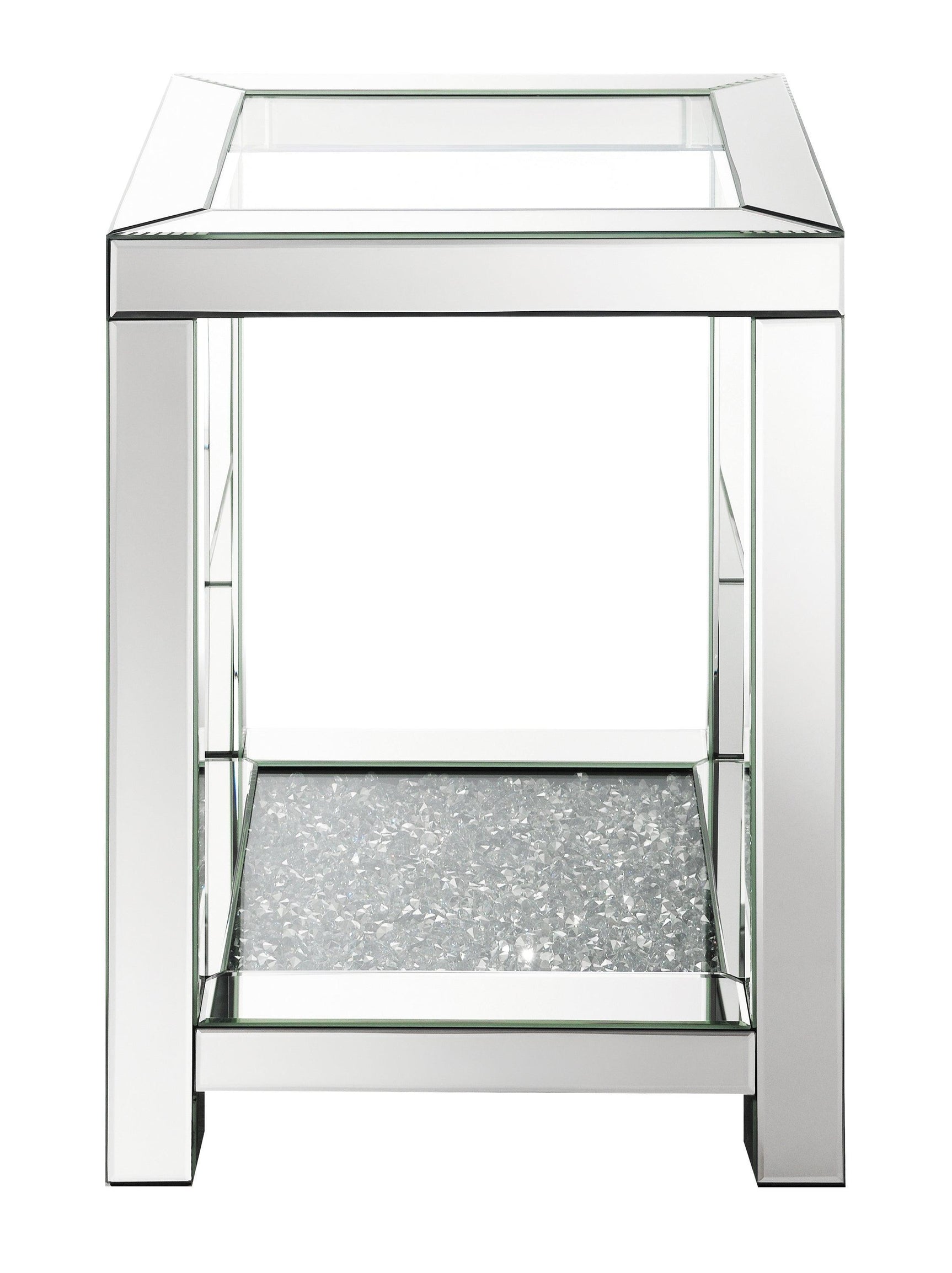 Mozzi Square End Table With Glass Top Mirror - Ella Furniture