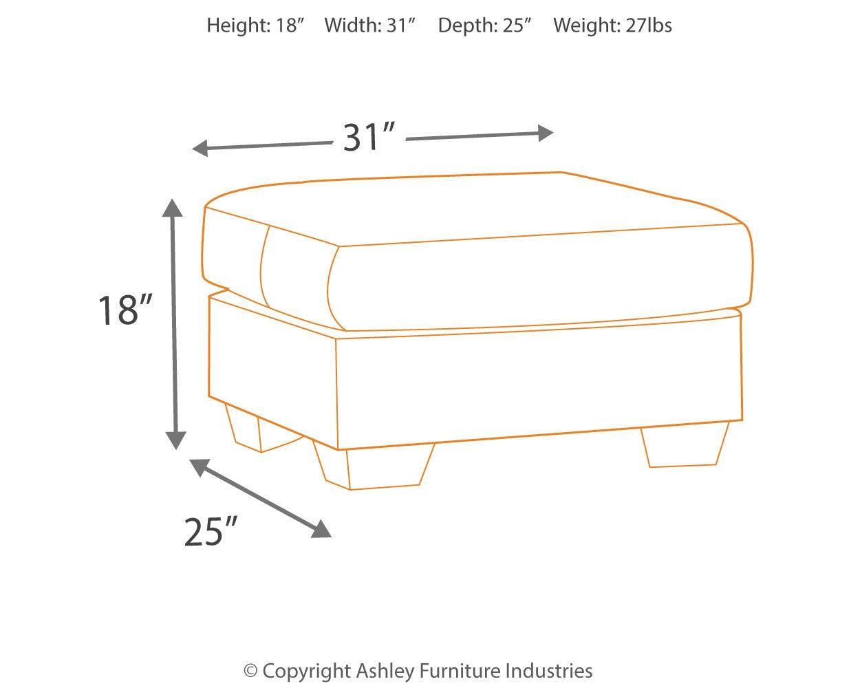 Darcy Cobblestone Microfiber Ottoman - Ella Furniture