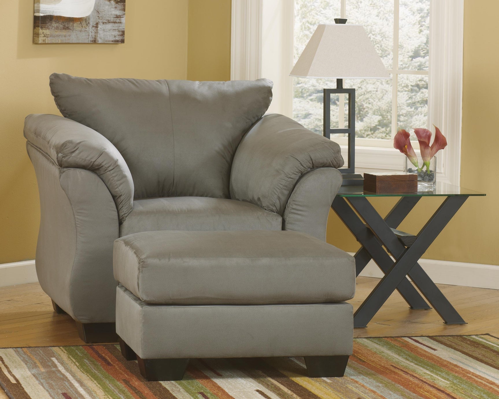 Darcy Cobblestone Microfiber Chair - Ella Furniture
