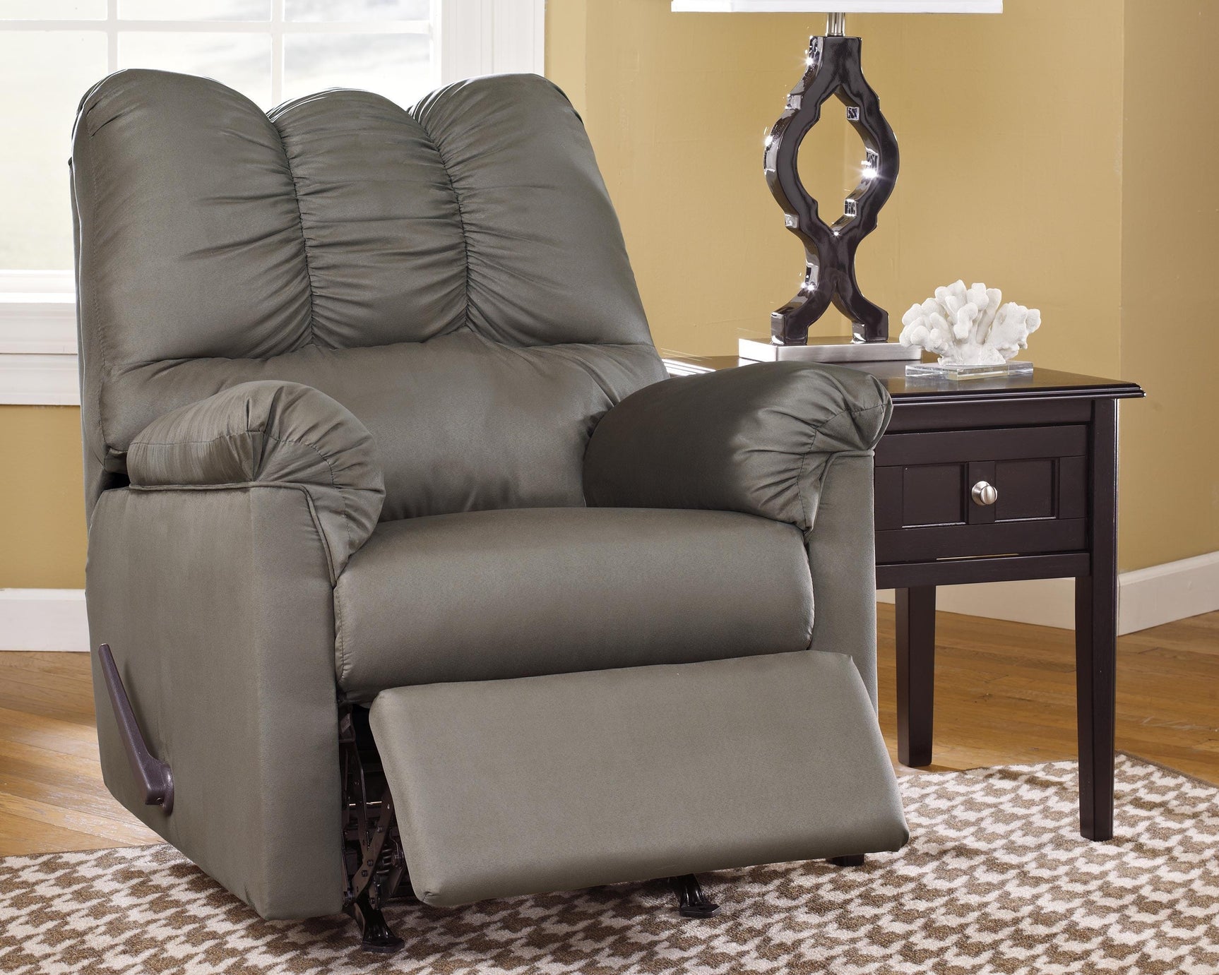 Darcy Cobblestone Microfiber Recliner - Ella Furniture