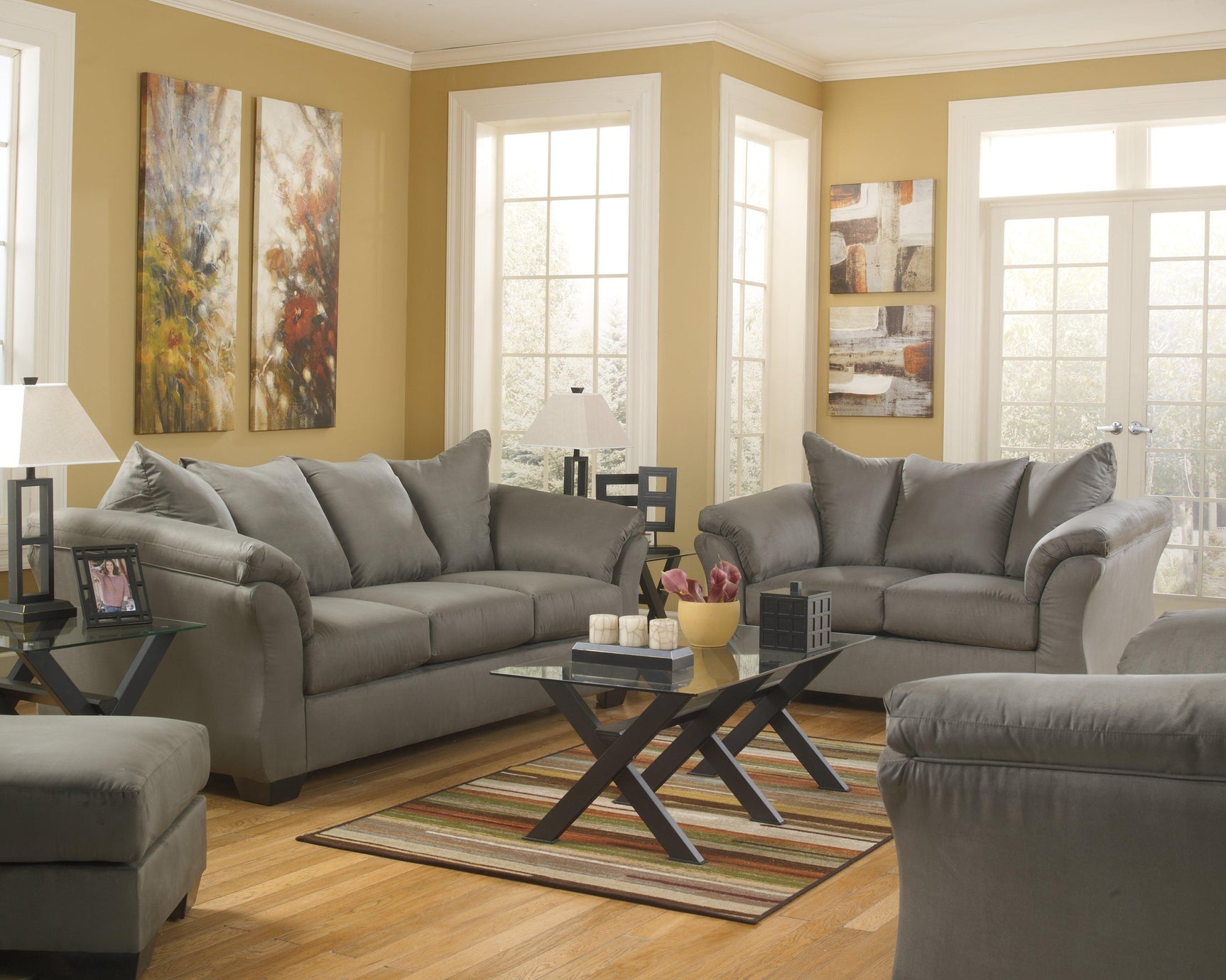 Darcy Cobblestone Microfiber Sofa - Ella Furniture