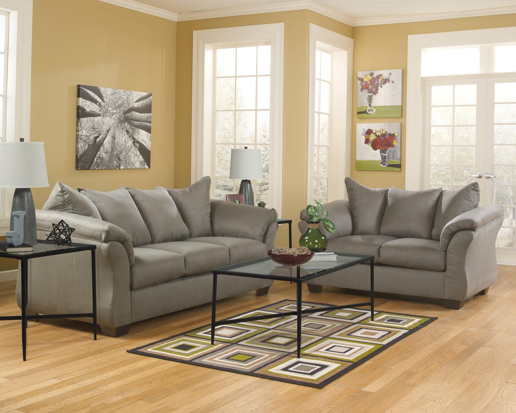 Darcy Cobblestone Microfiber Sofa - Ella Furniture