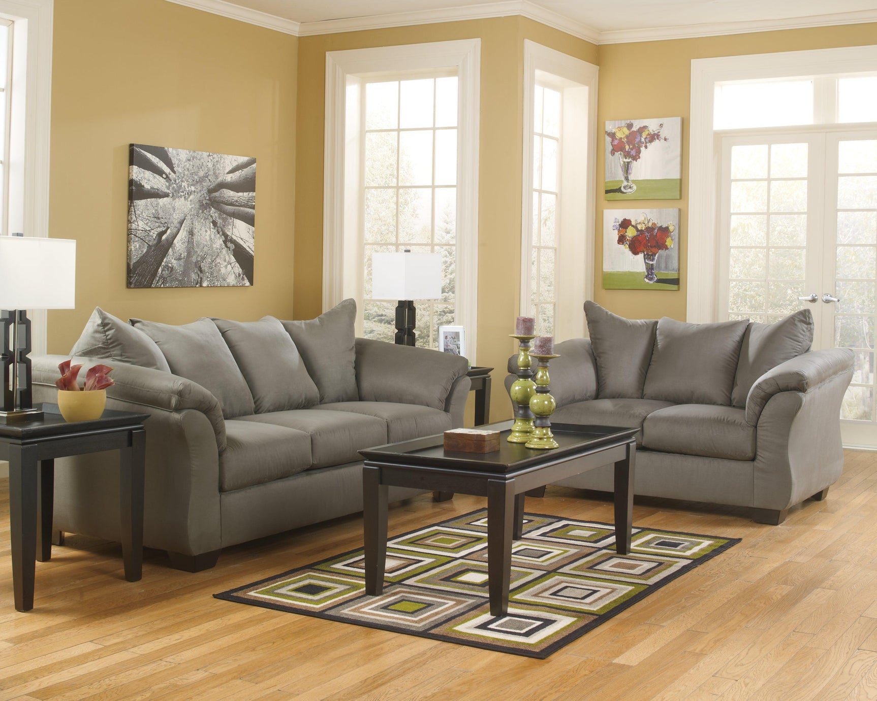 Darcy Cobblestone Microfiber Sofa - Ella Furniture