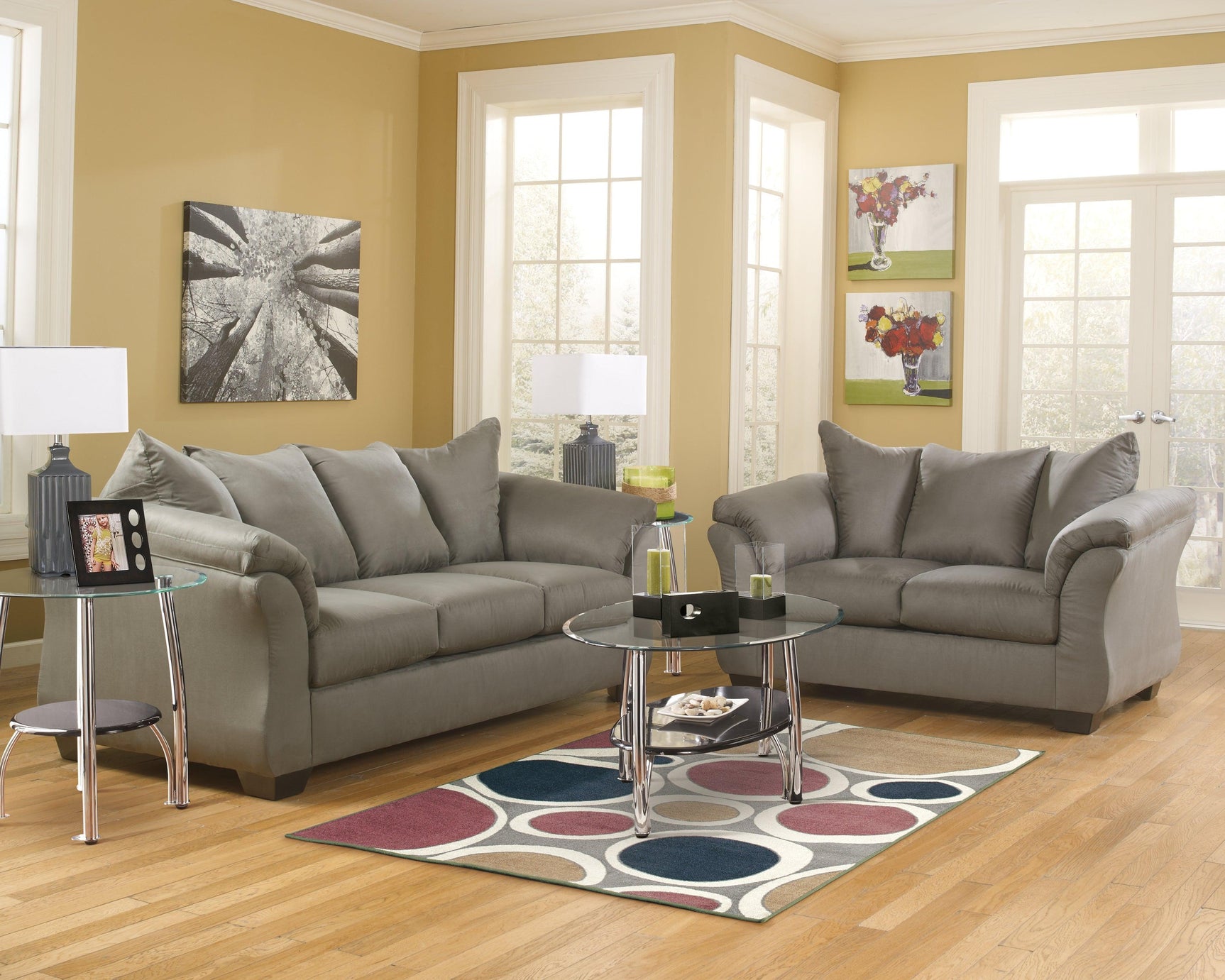 Darcy Cobblestone Microfiber Sofa - Ella Furniture