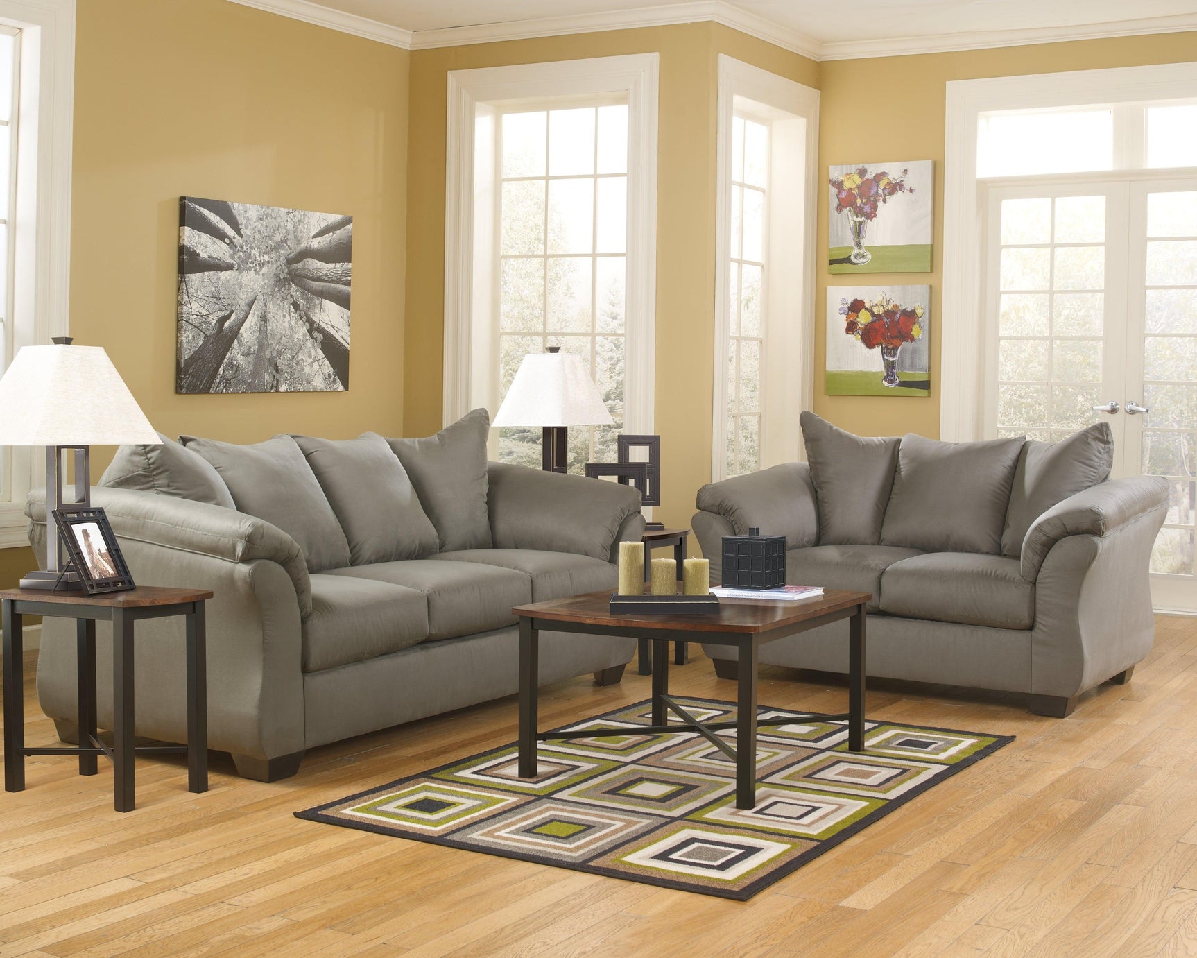 Darcy Cobblestone Microfiber Sofa - Ella Furniture