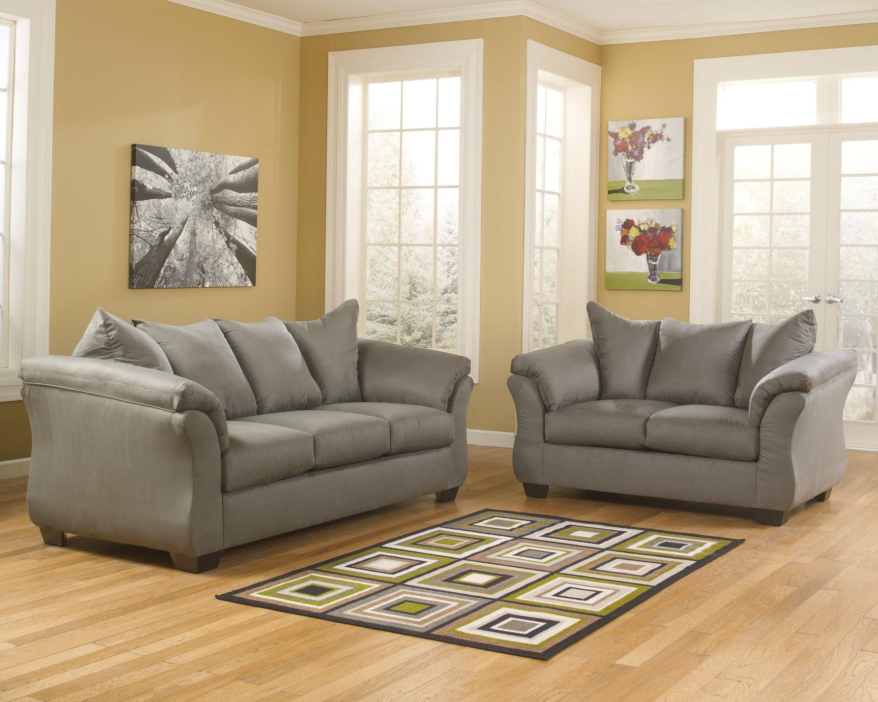 Darcy Cobblestone Microfiber Sofa - Ella Furniture