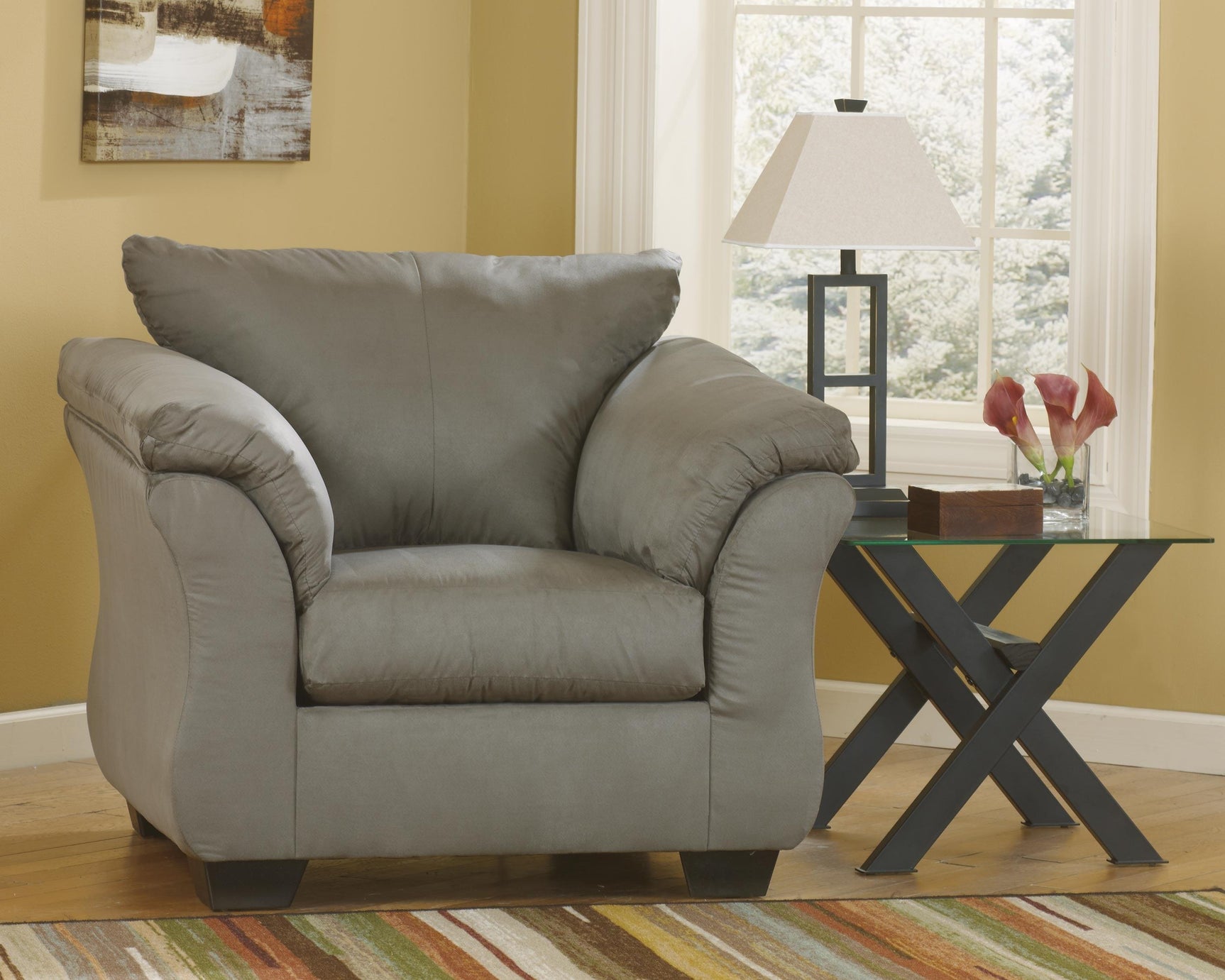 Darcy Cobblestone Microfiber Chair - Ella Furniture