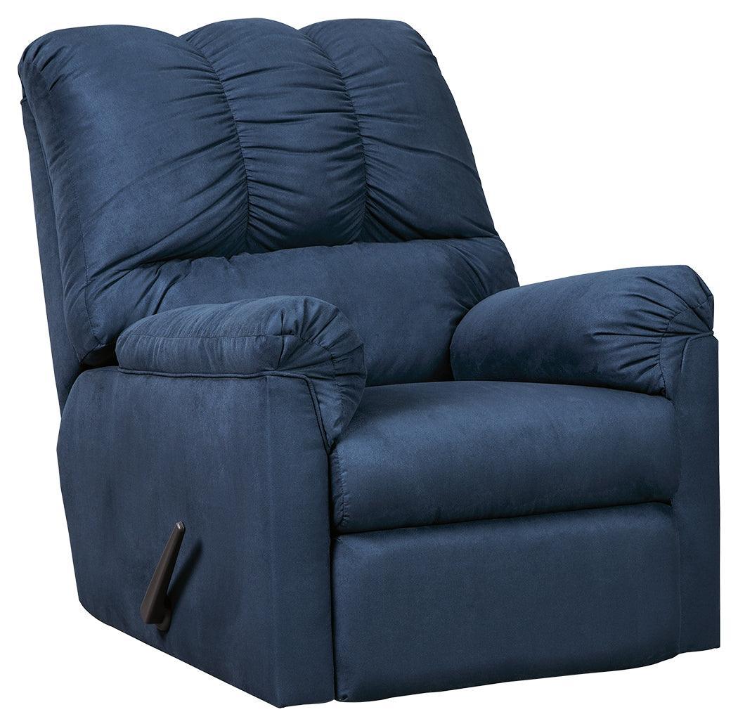 Darcy Blue Microfiber Recliner - Ella Furniture