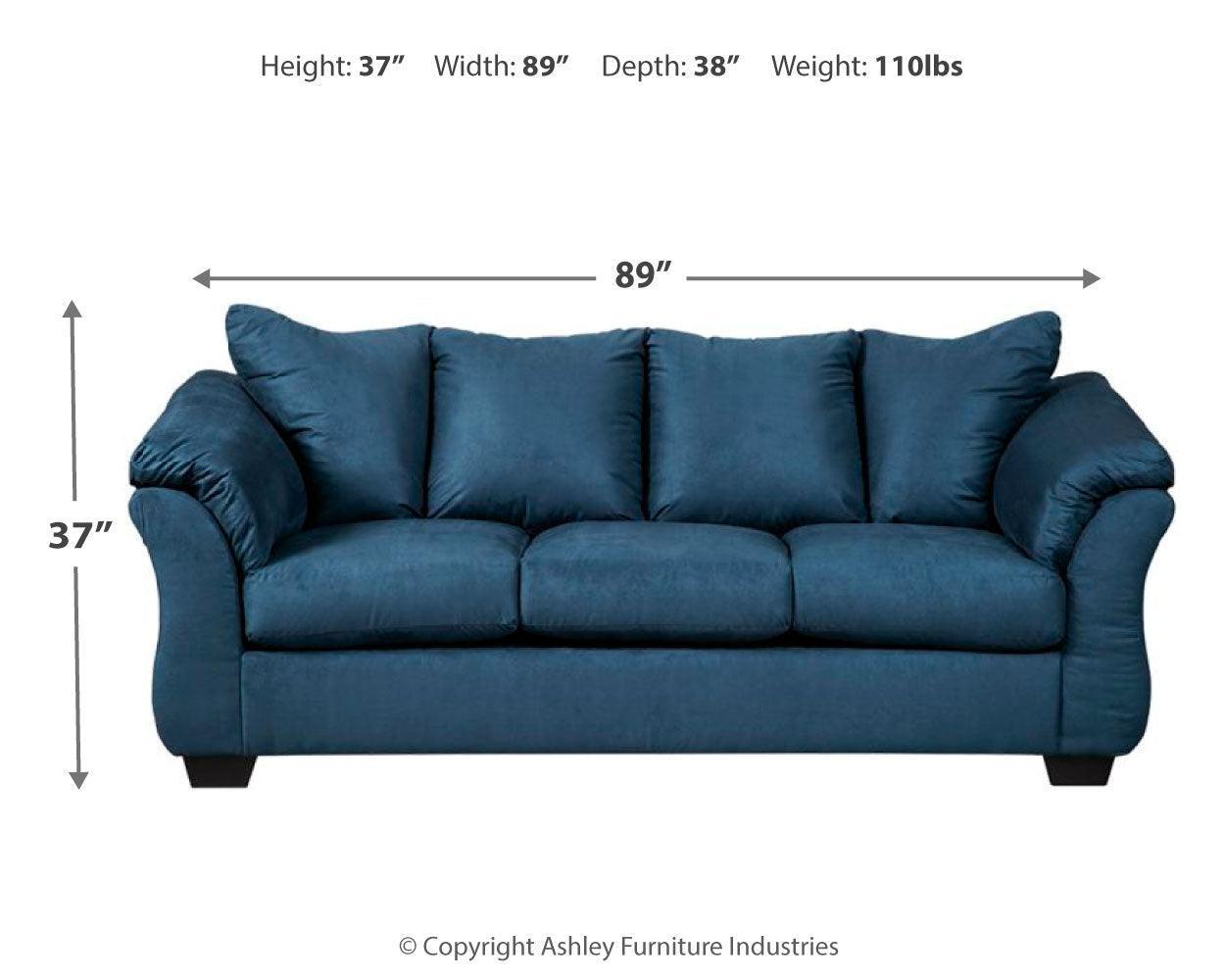 Darcy Blue Microfiber Sofa - Ella Furniture