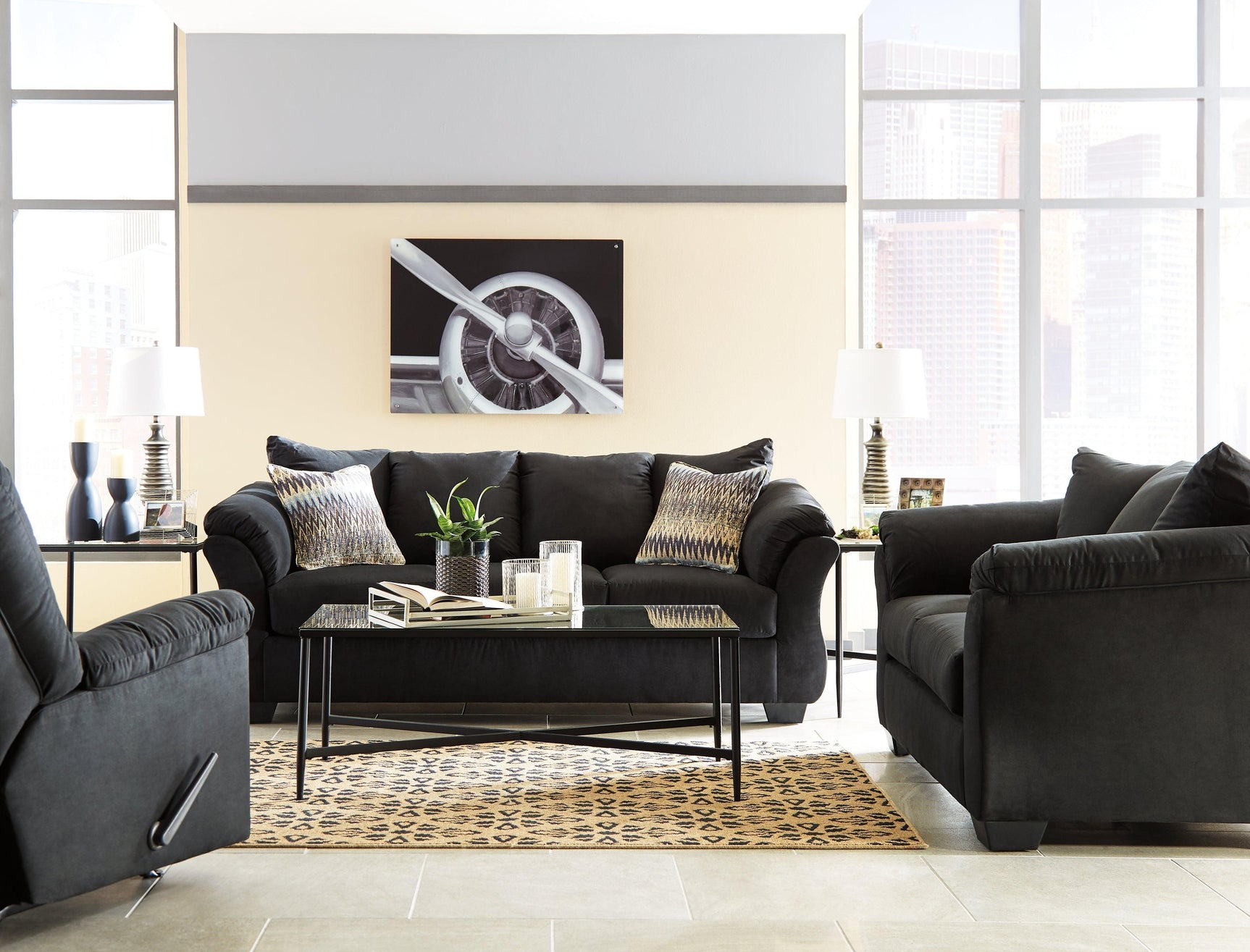 Darcy Black Microfiber Sofa - Ella Furniture
