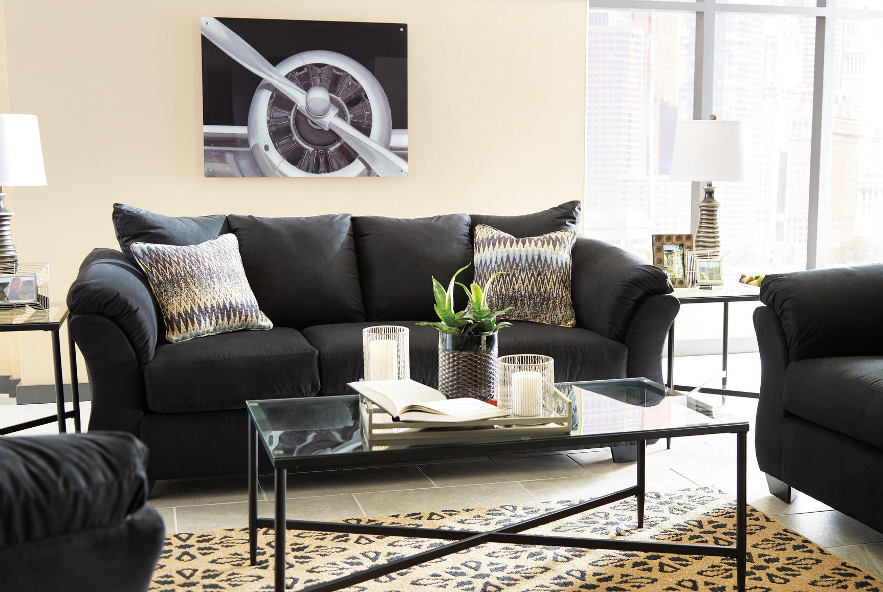Darcy Black Microfiber Sofa - Ella Furniture